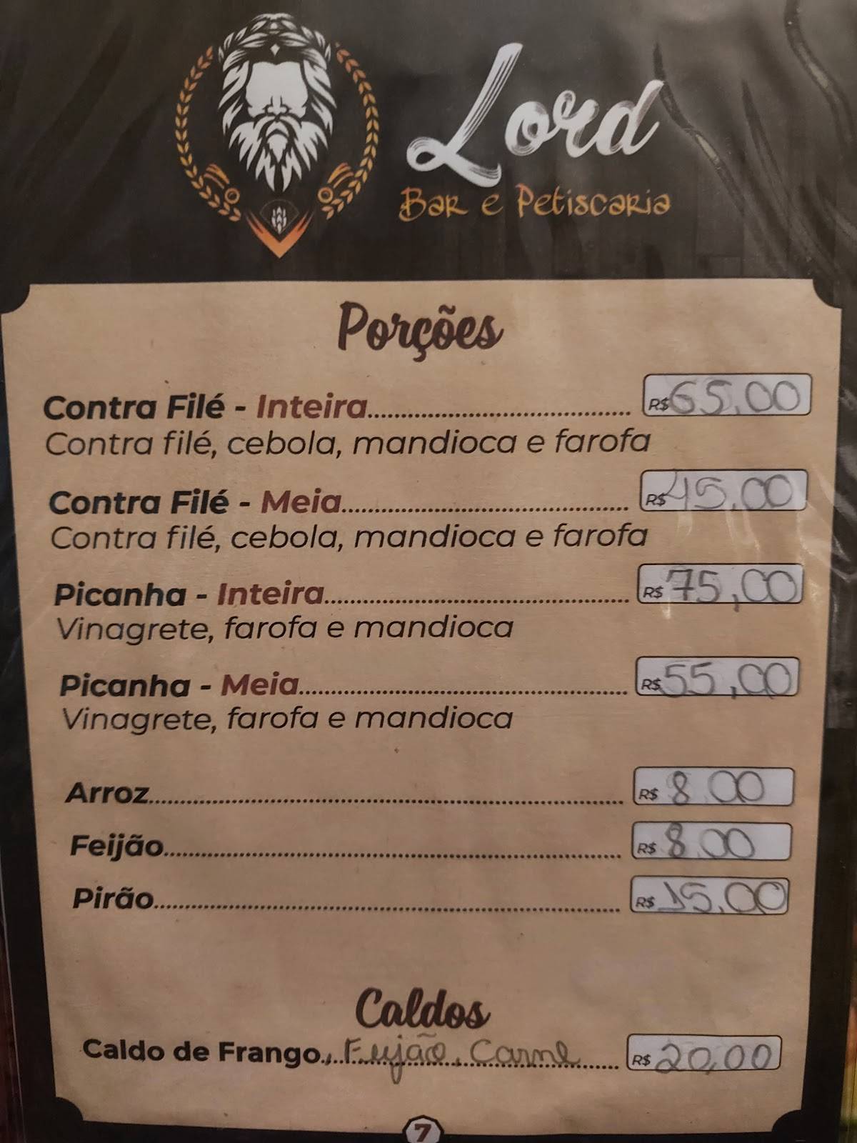 Lord Choperia Petiscaria e Restaurante cardápio