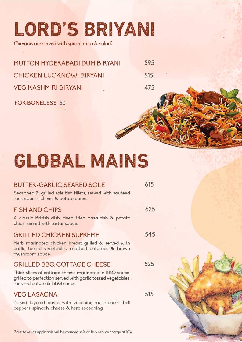 Lord Of The Drinks menu