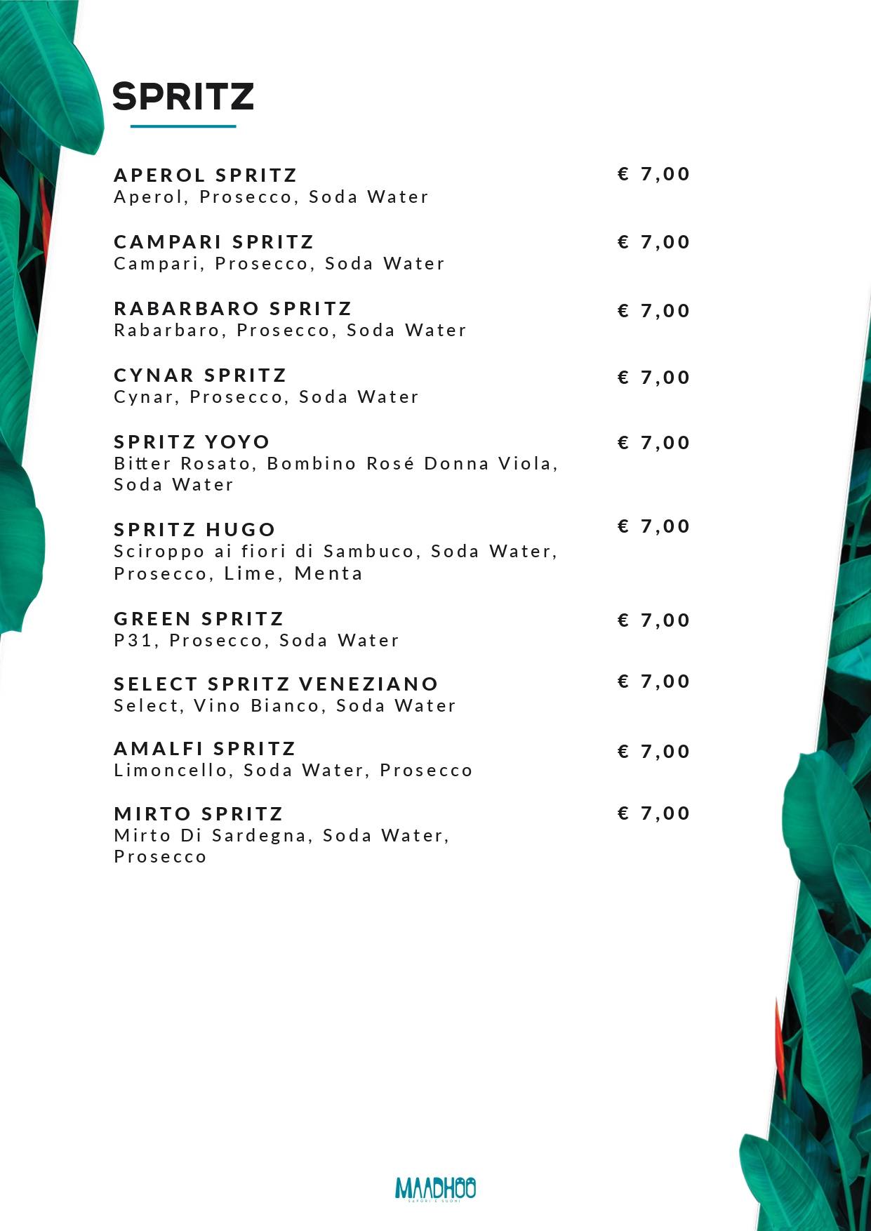 Menu di Maadhoo-sapori e suoni 
