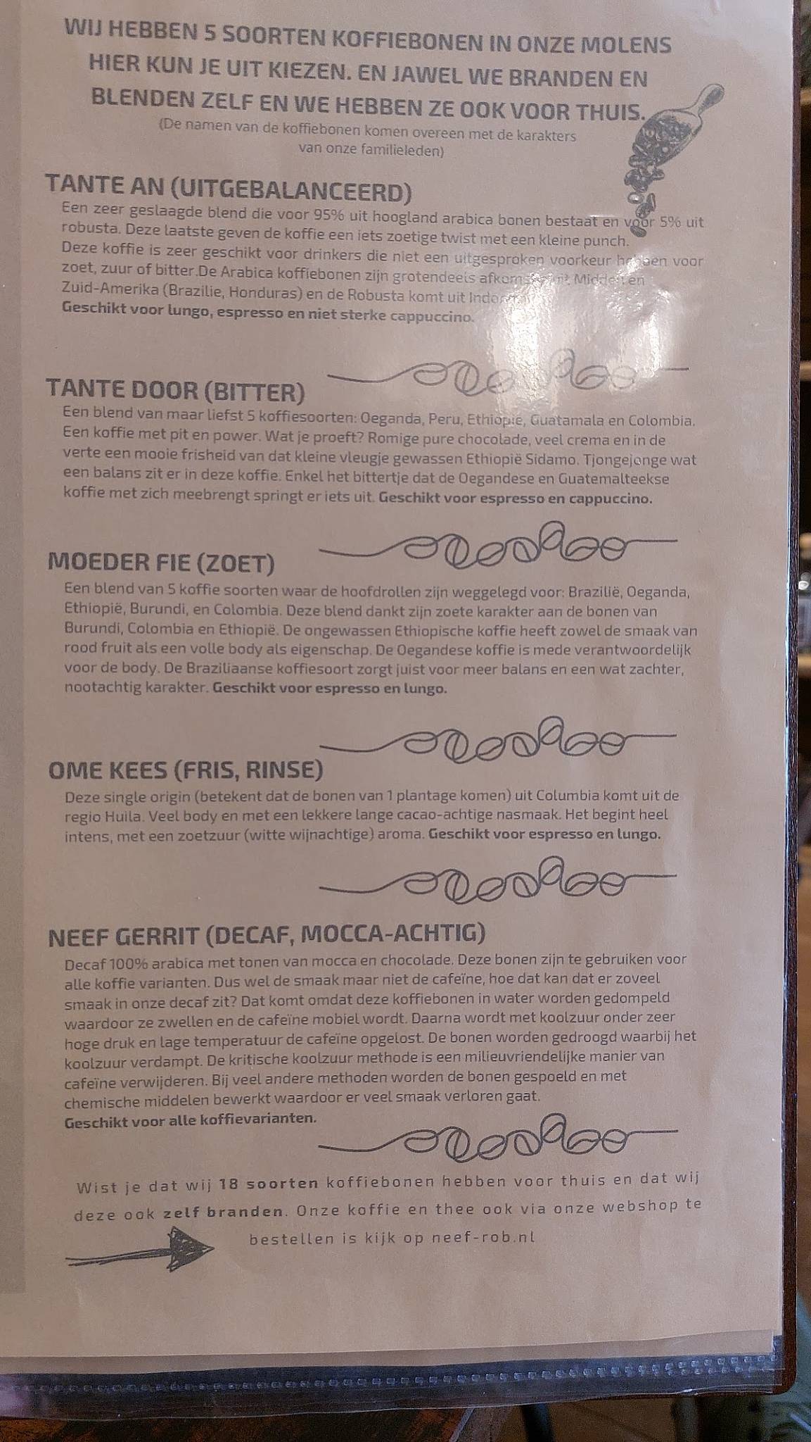 Menu de Neef Rob, de Espresso- & Theebar van Delft