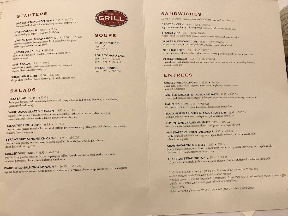 Menu at Nordstrom Grill pub & bar, Garden City, 630 Old Country Rd