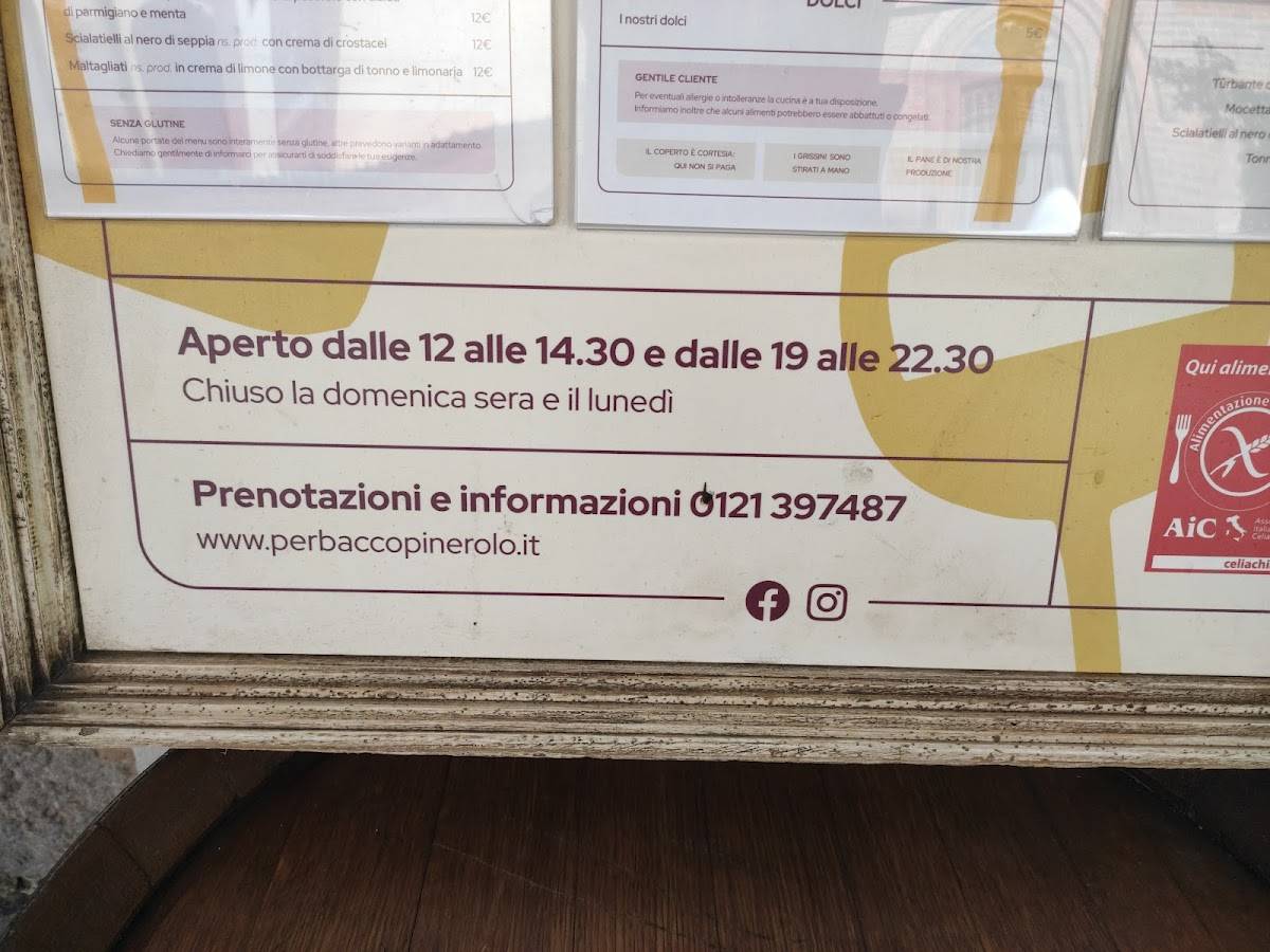 Menu di Perbacco 