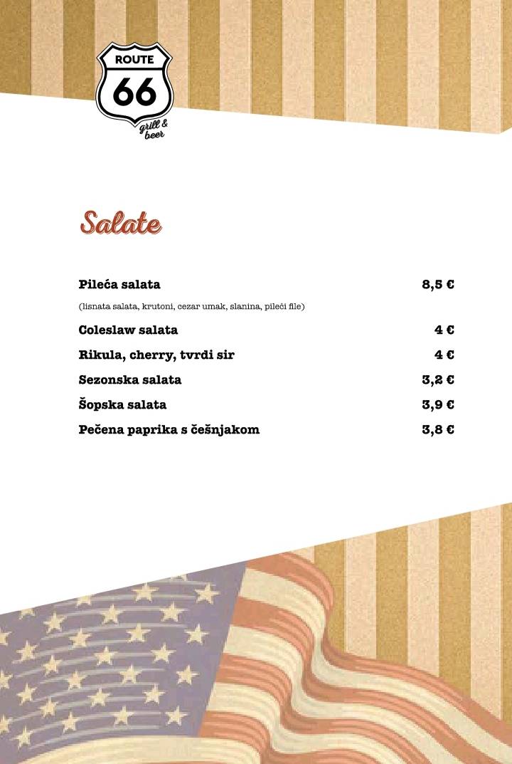 Menu di Route 66 