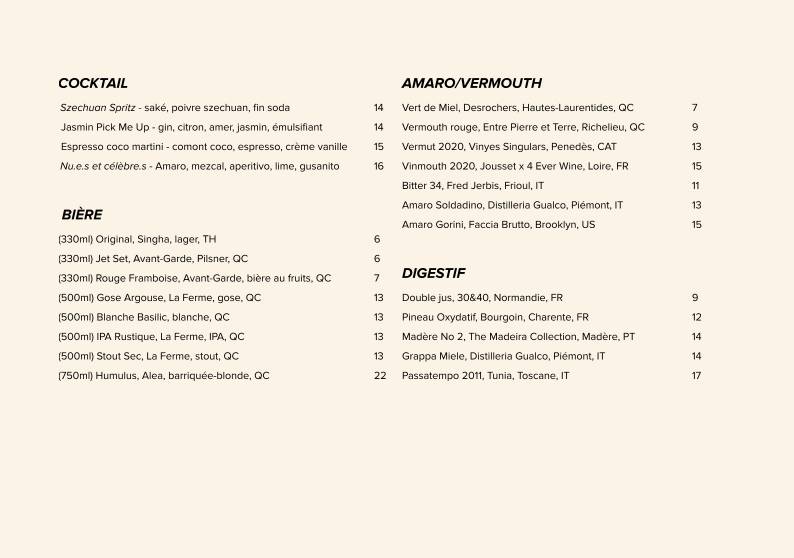 Menu de SUPERNAT
