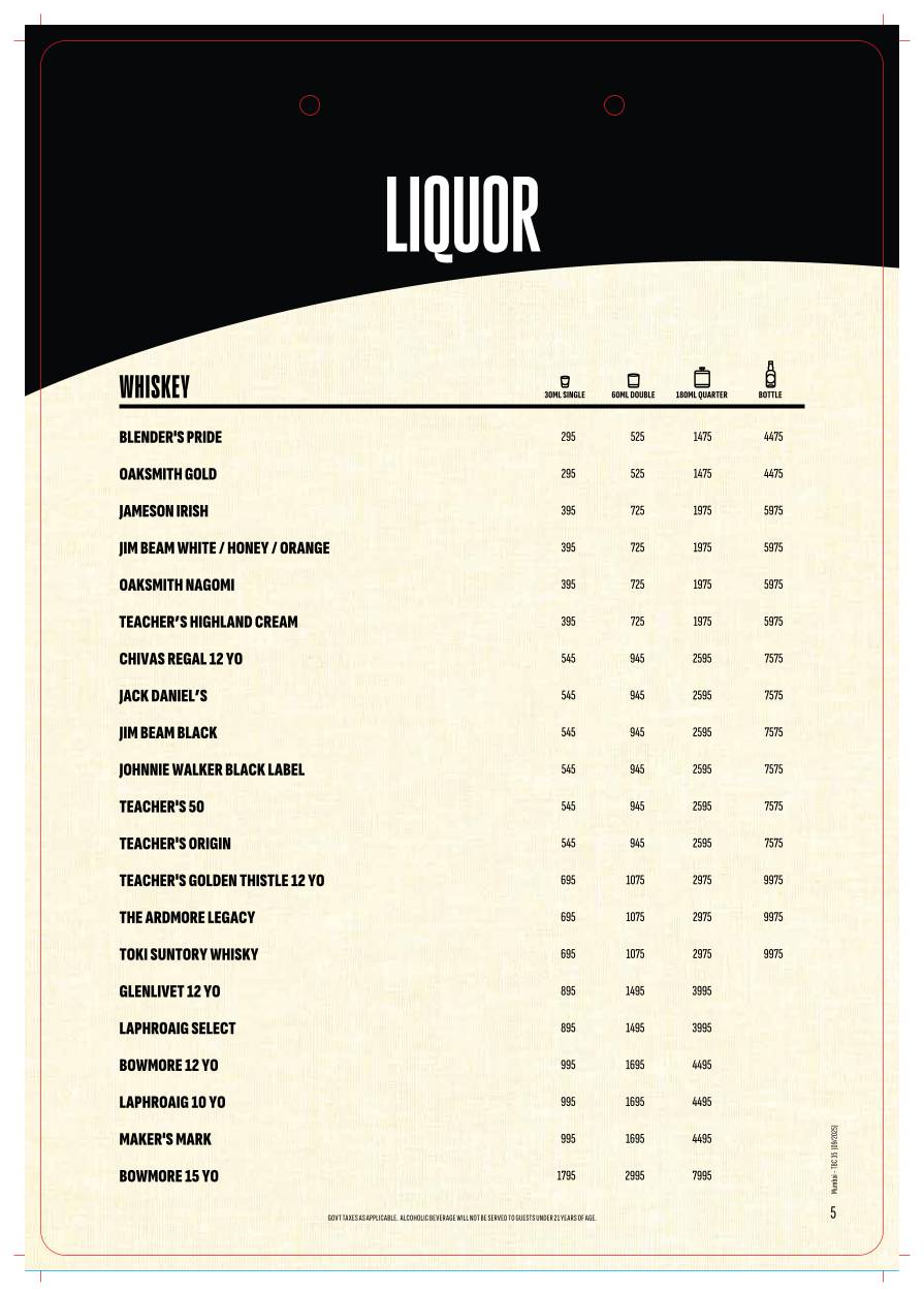 The Beer Café menu