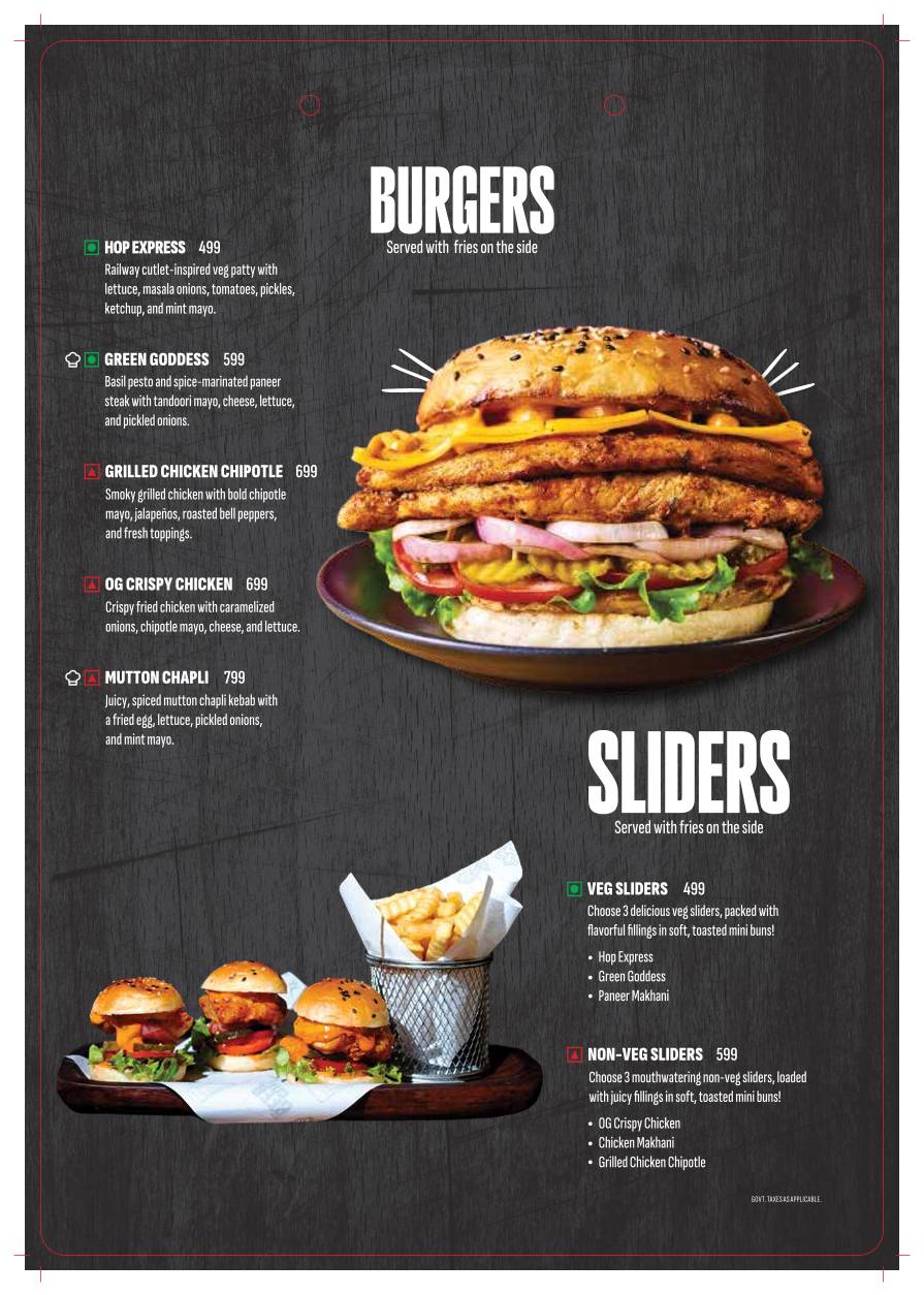 The Beer Café menu