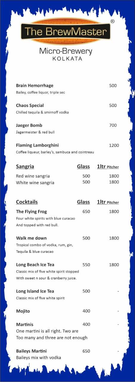 The Brewmaster menu