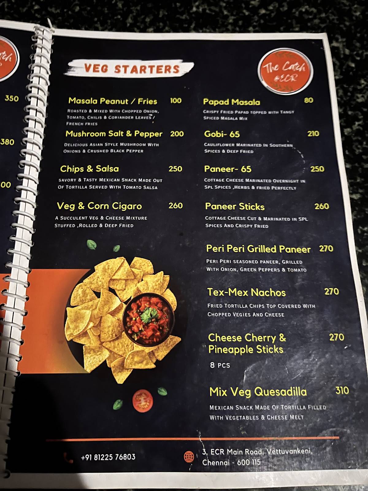 The Catch At ECR menu