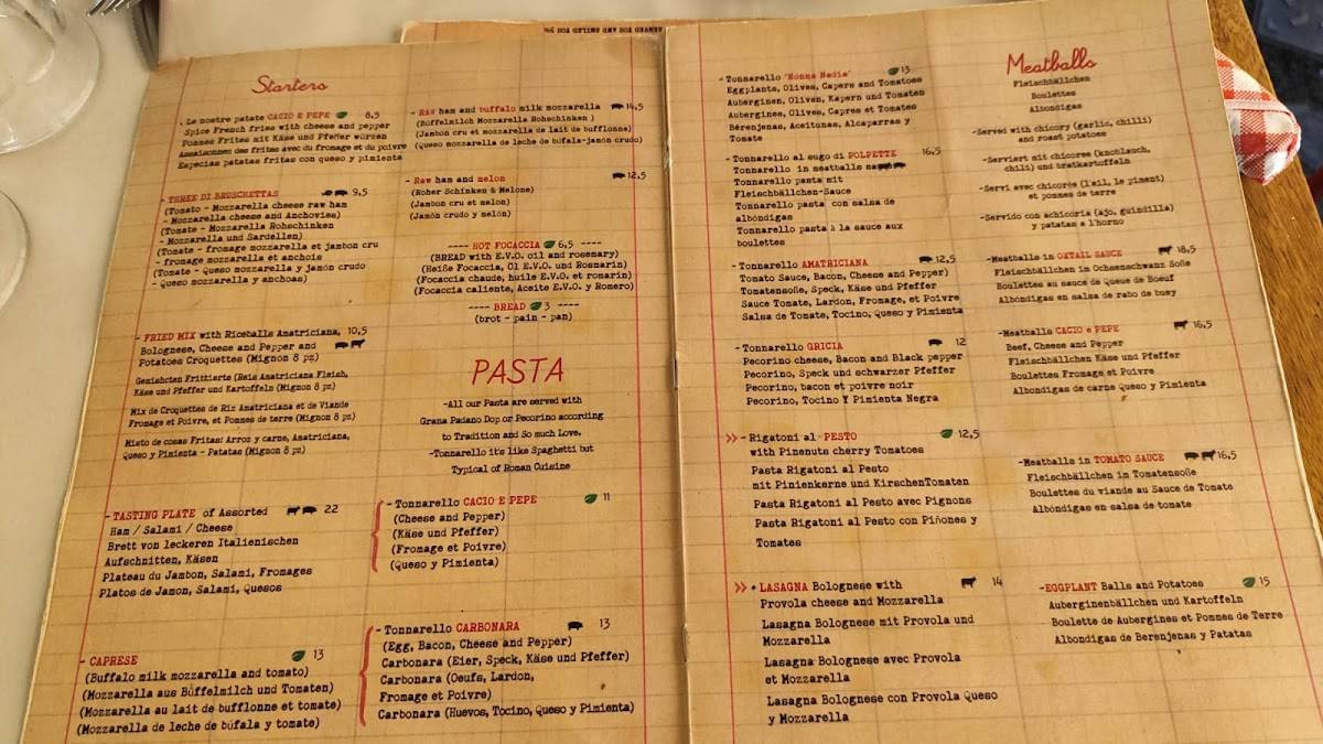 Menu di Tonnarello 