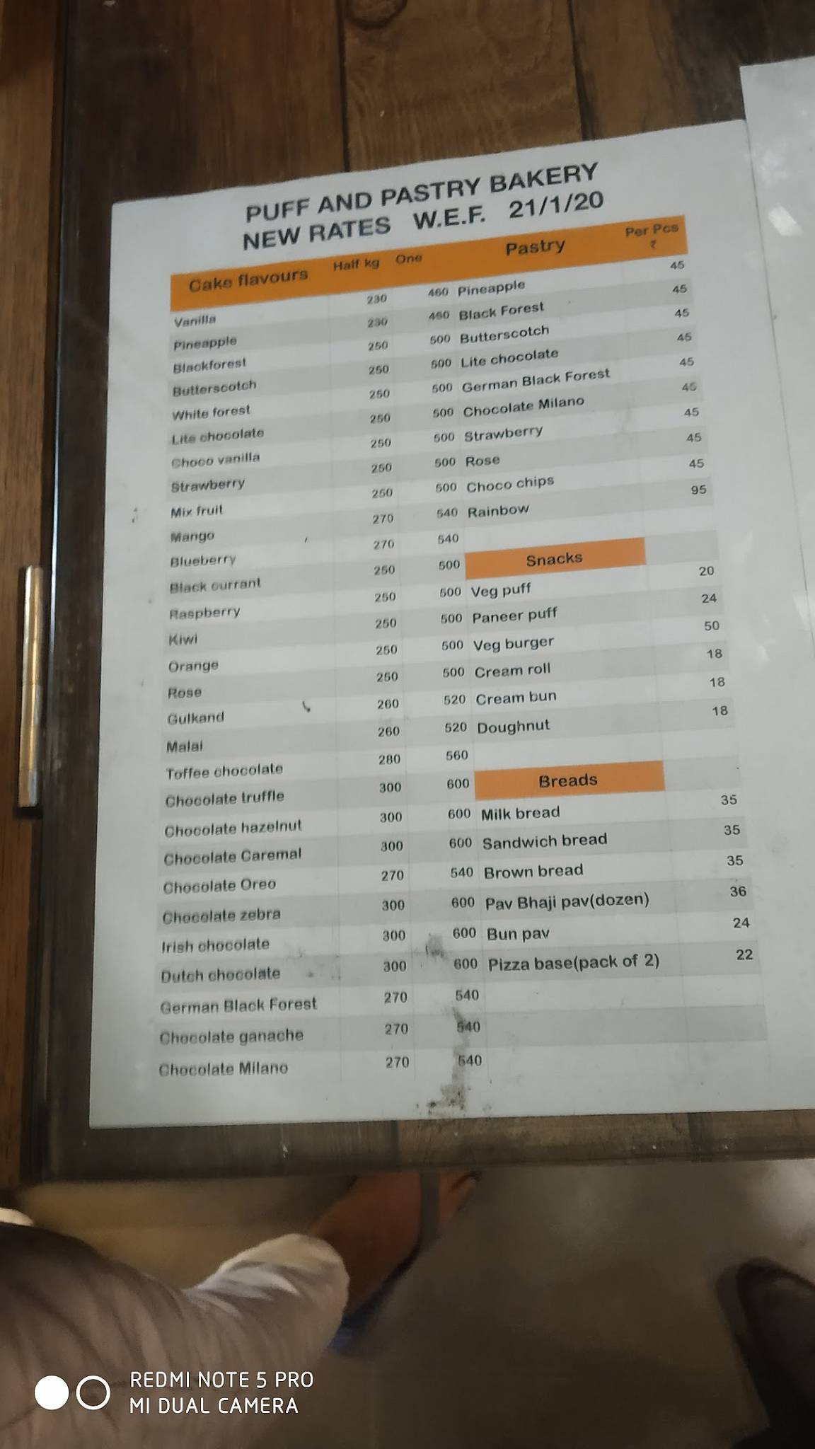 Puff N Pastry Bakery menu
