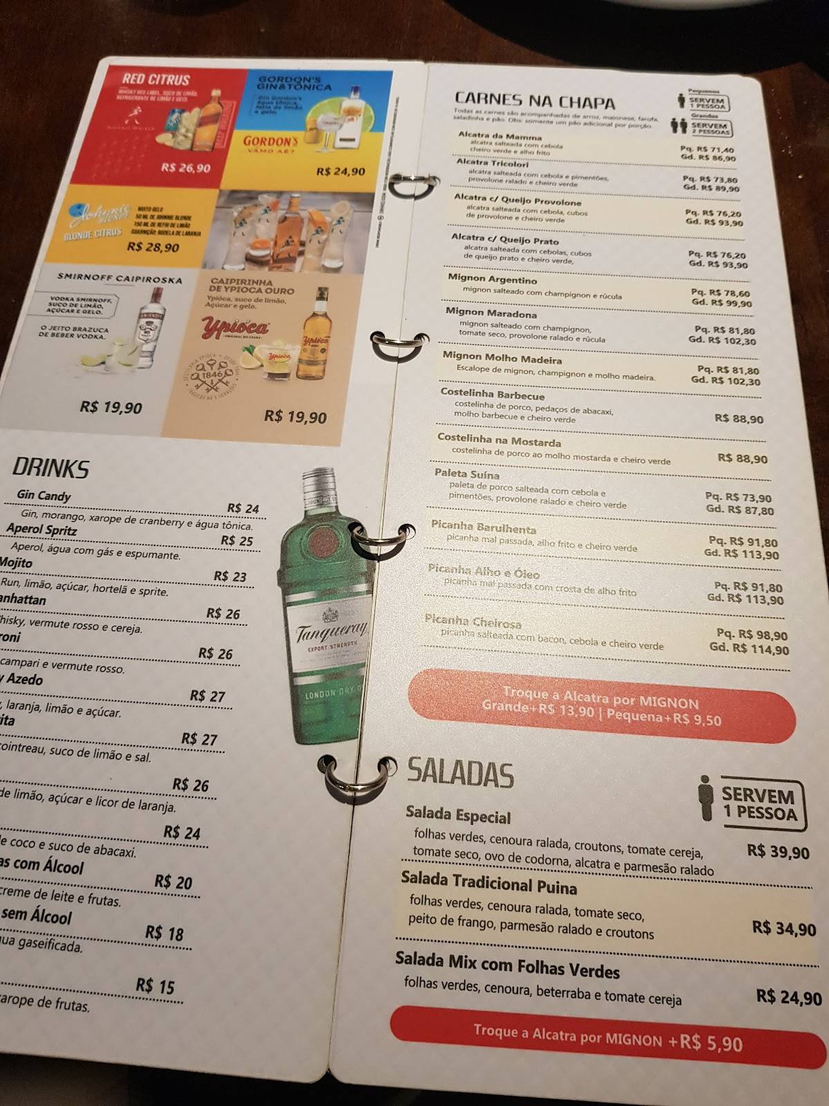 Puinas Bar cardápio