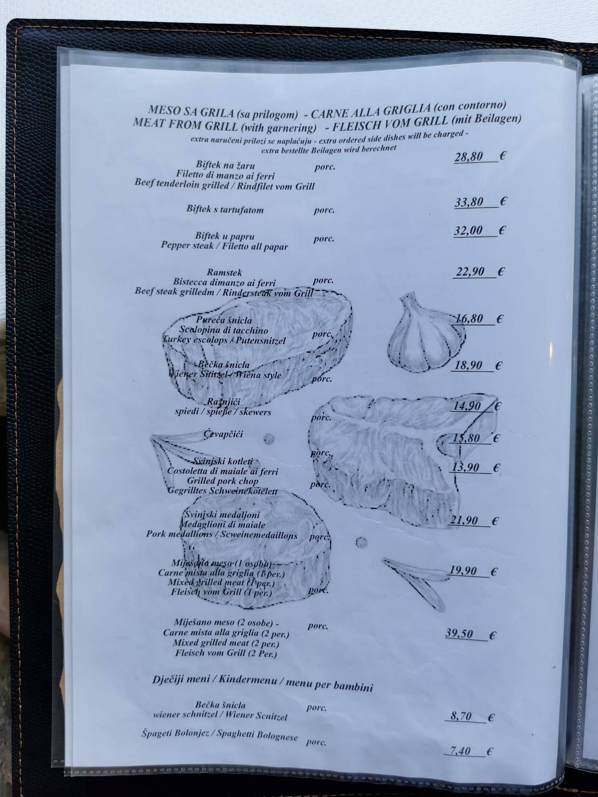 Menu di Restaurant Admiral 