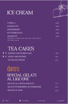 Dario's Restaurant Café Bar menu