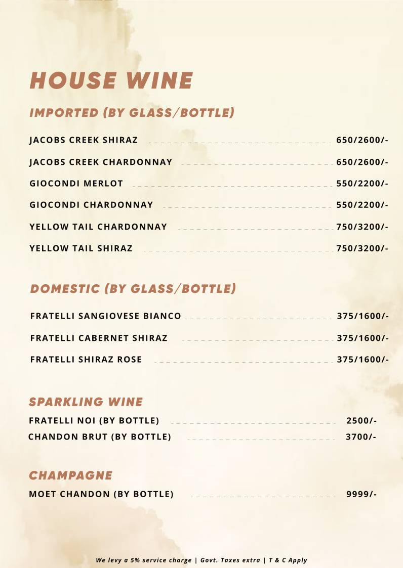 Iron Bar & Grill menu