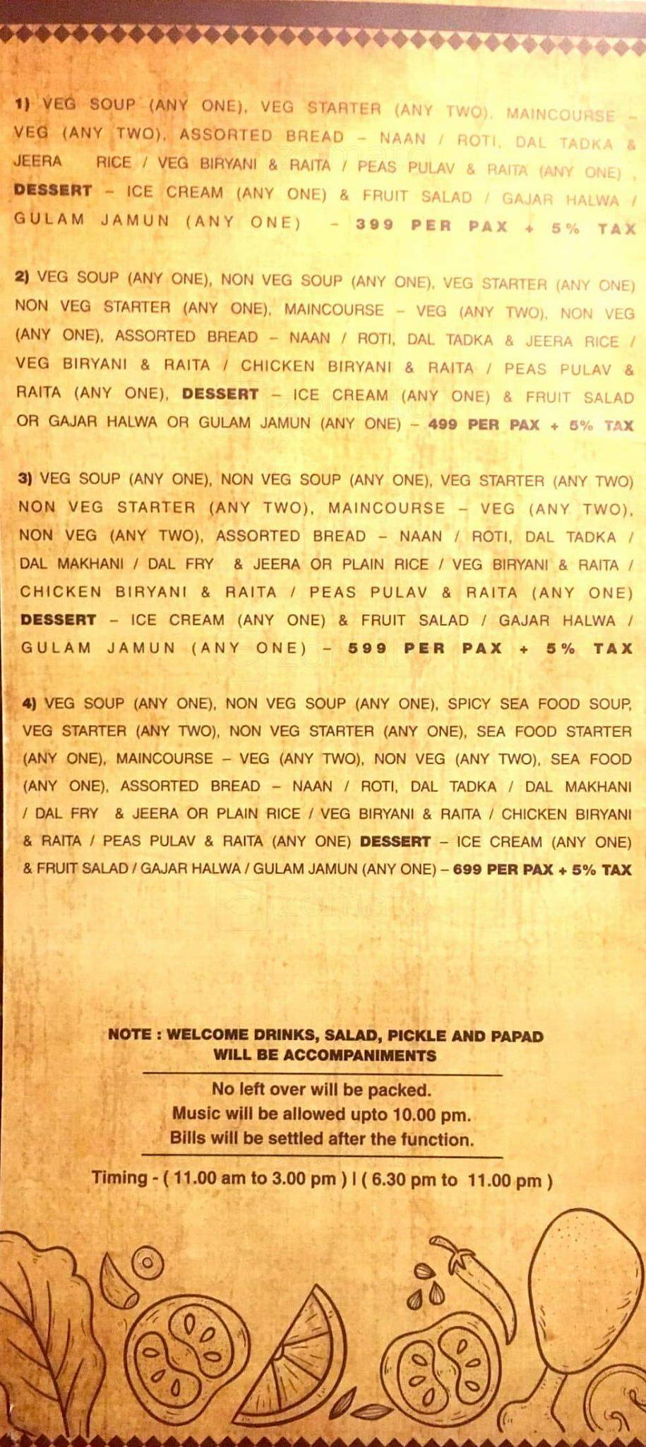 Manali Resto Bar menu