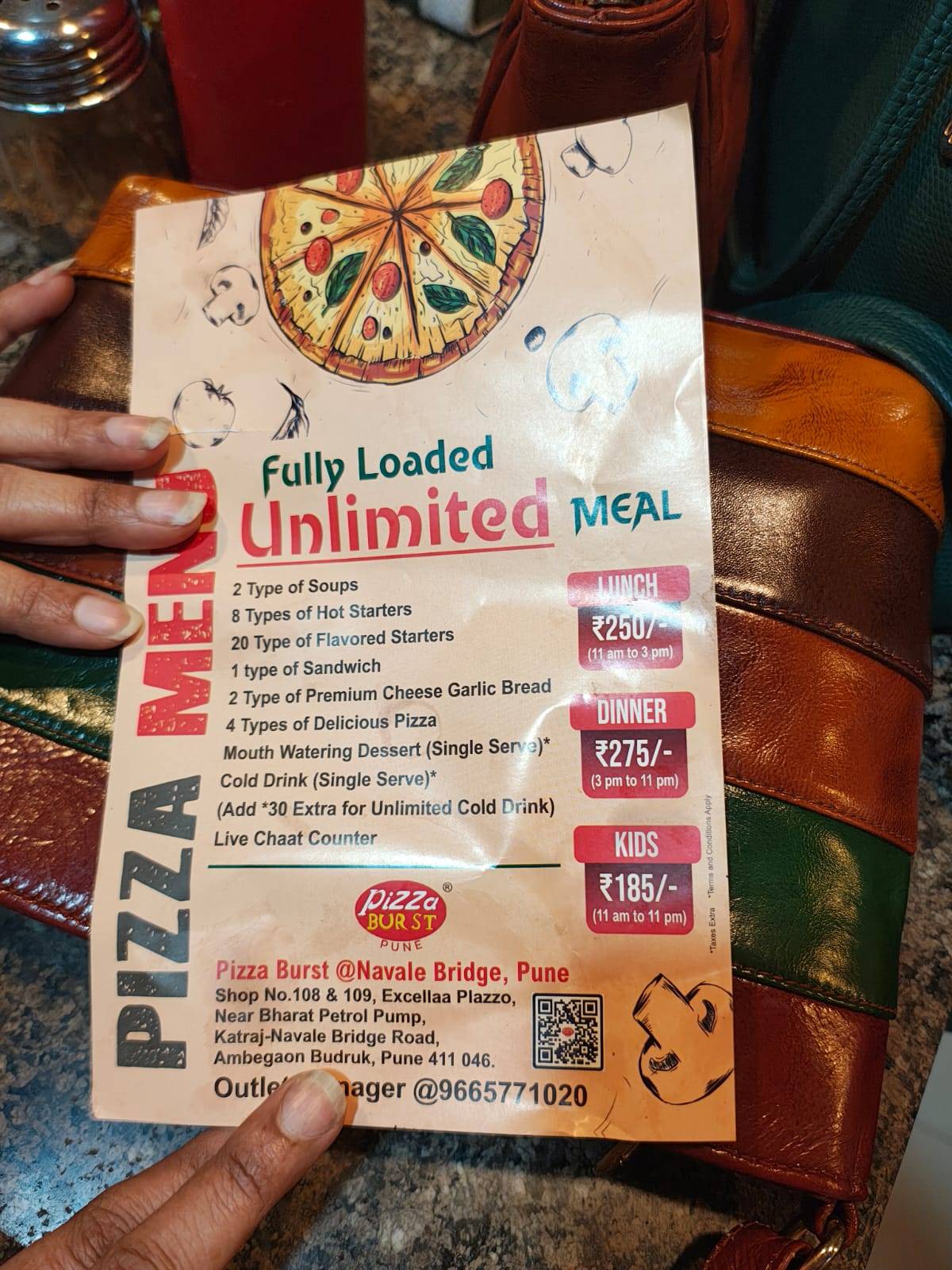 Pizza Burst Pune menu