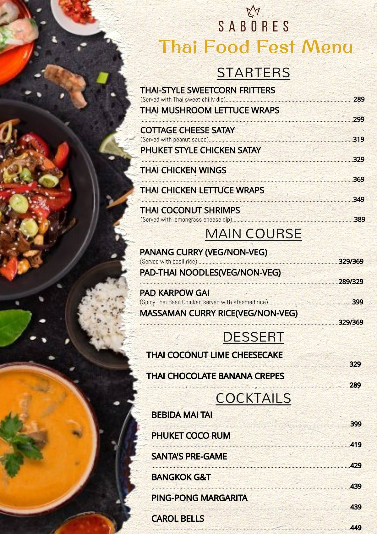 Sabores Bistro & Bar menu