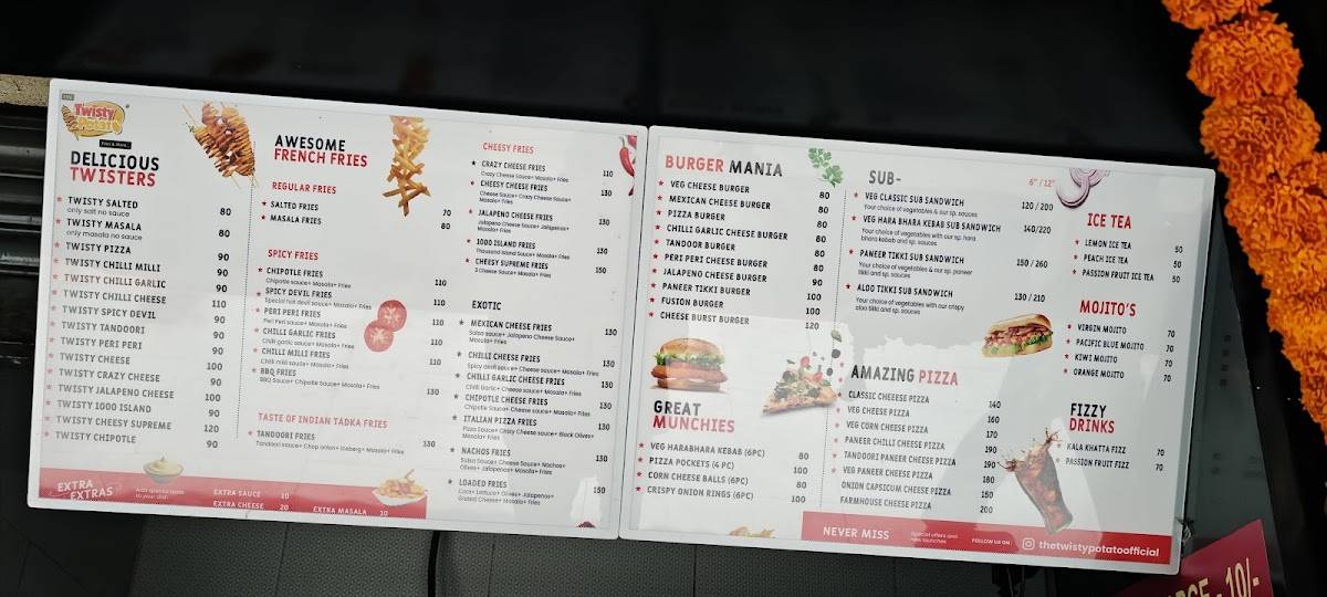 The Twisty Potato menu