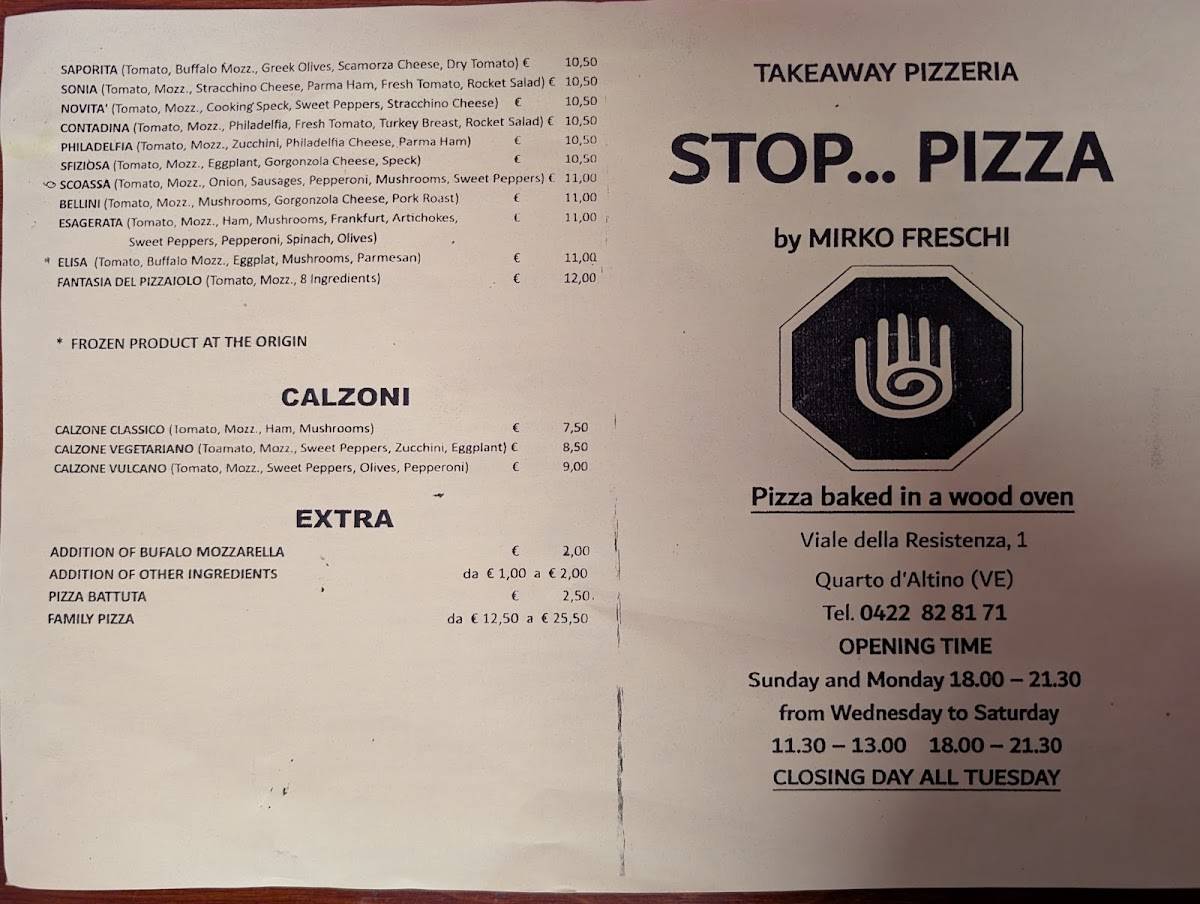 Menu di Stop...Pizza 