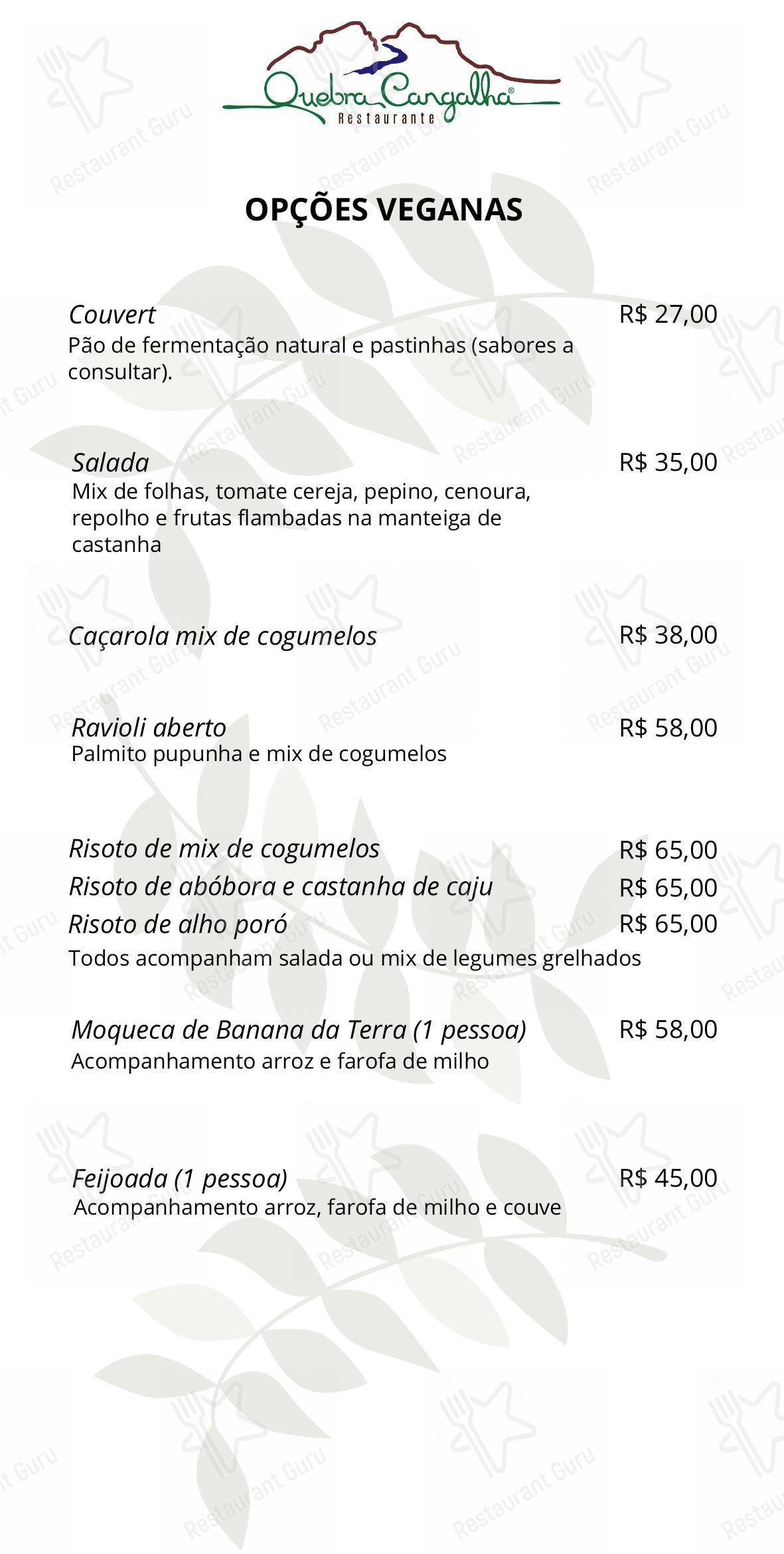 Menu bar para Quebra Cangalha em Cunha