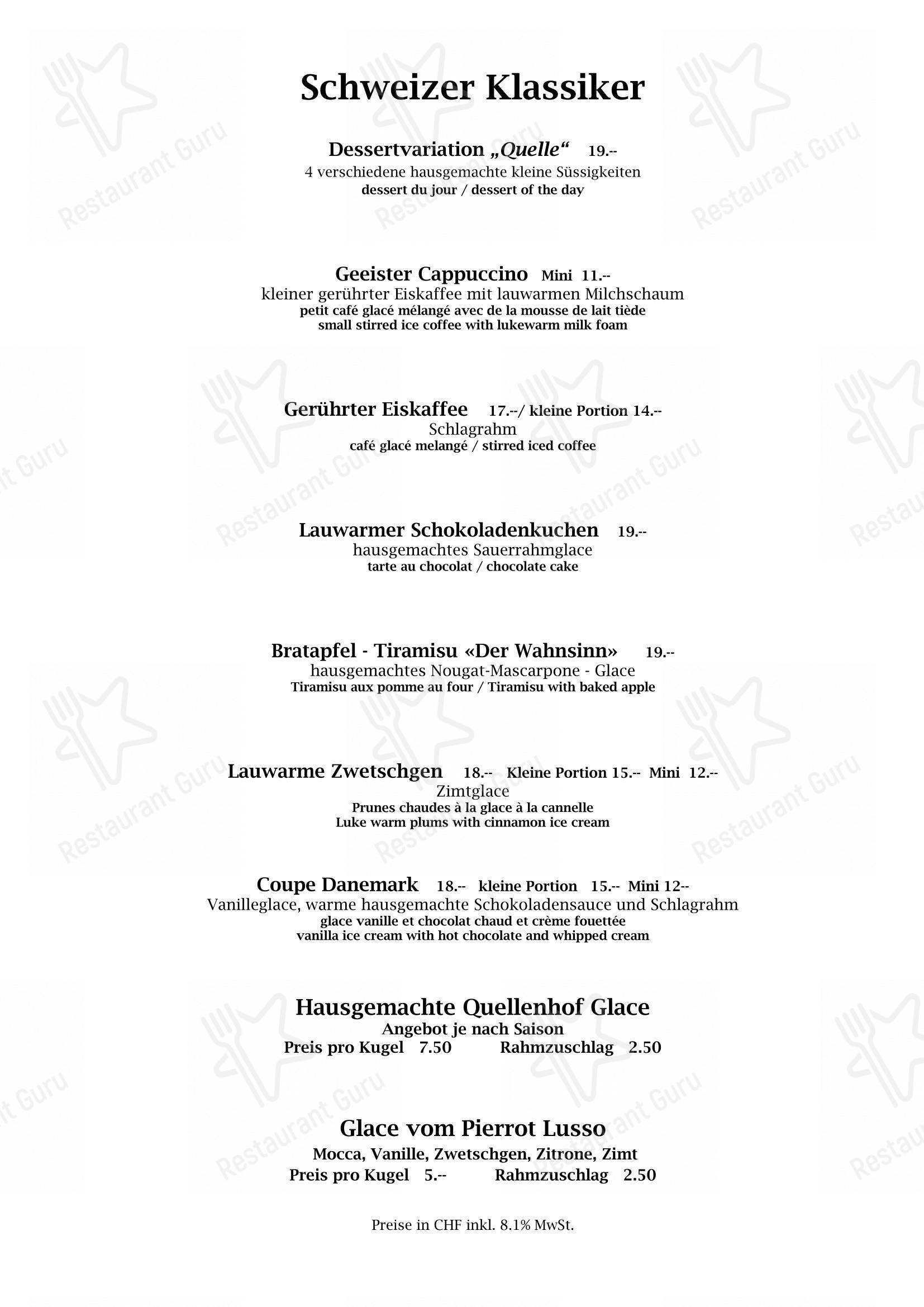 Menu bar per Quellenhof ristorante
