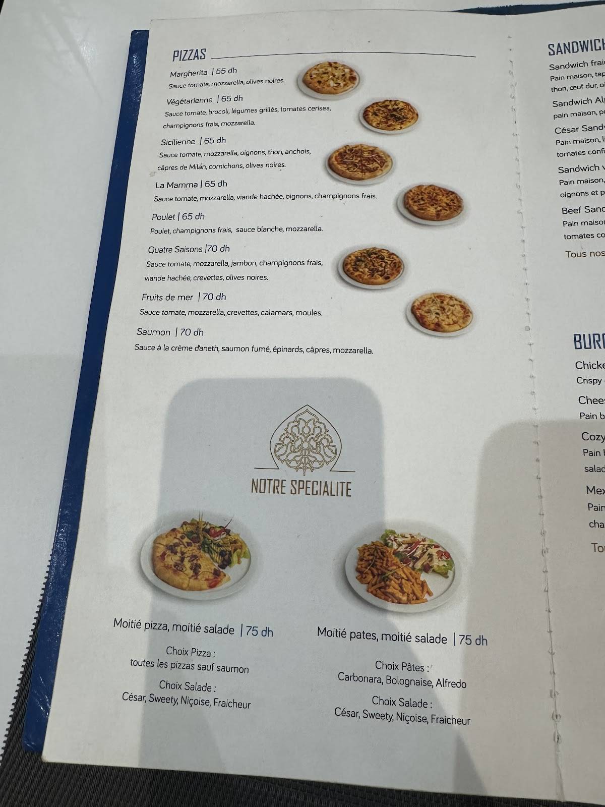 Menu de Cozy Café