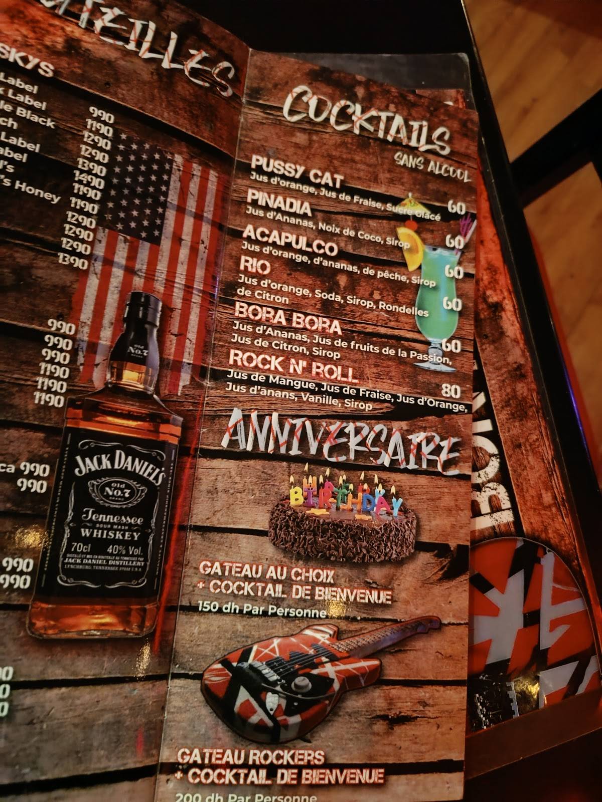 Menu de Rockers