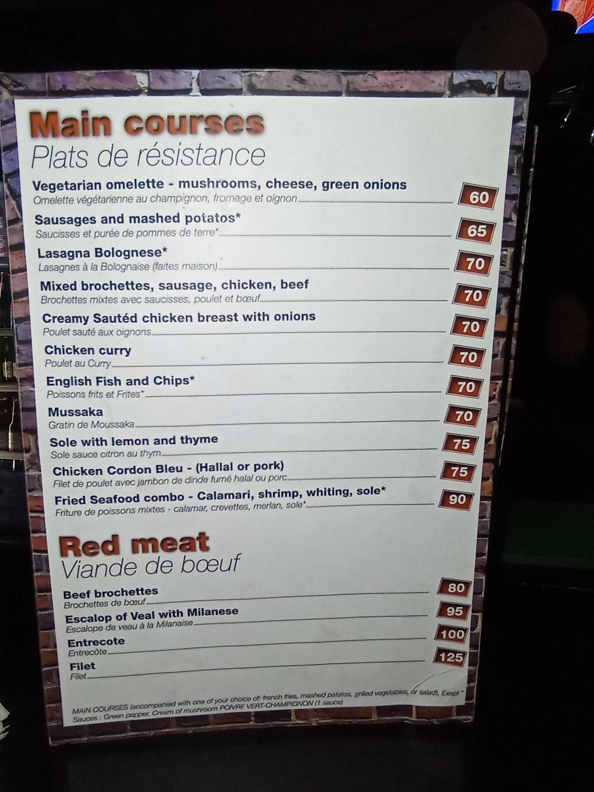 Menu de Upstairs