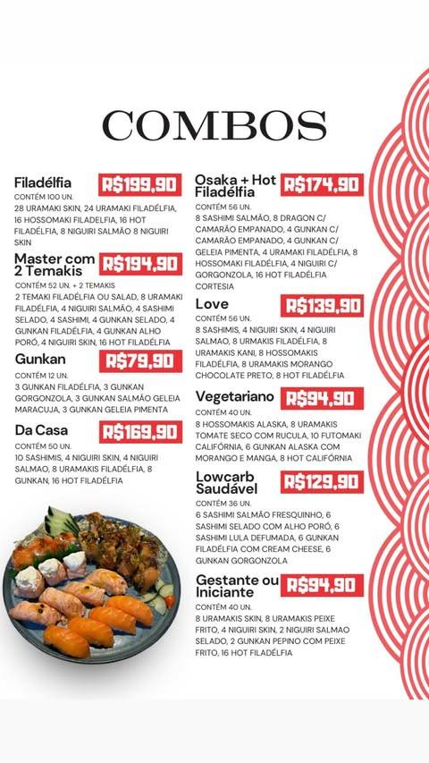 RAFA SUSHI CACHOEIRINHA cardápio