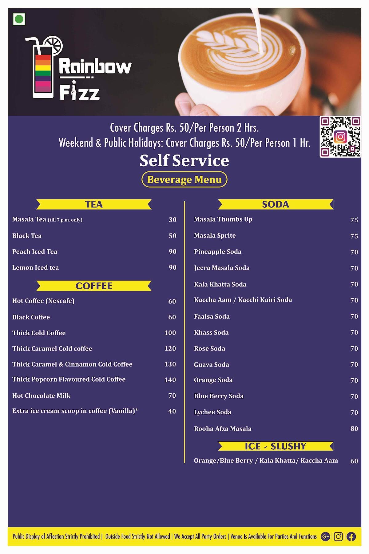 Rainbow Fizz Cafe menu