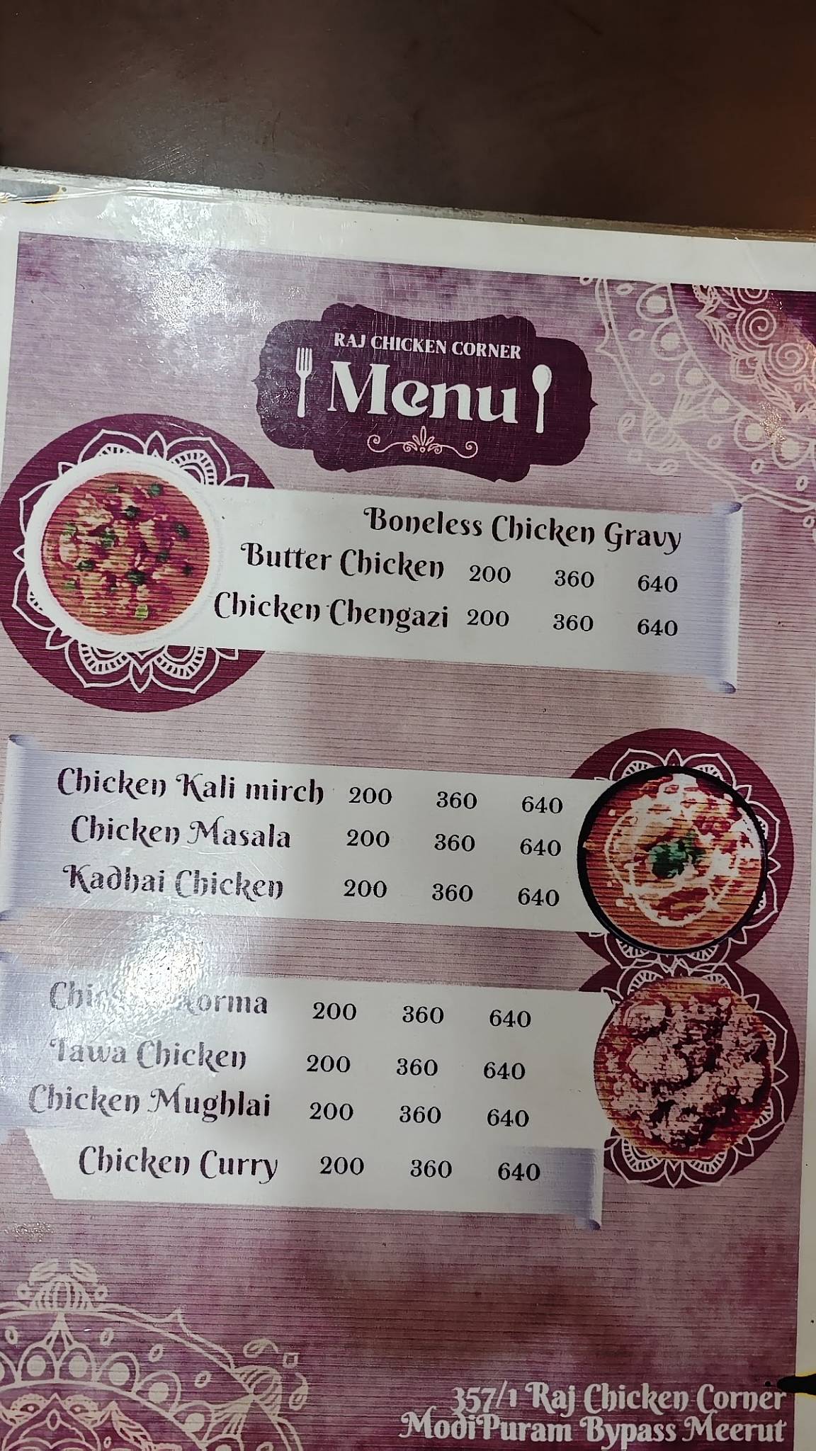 Raja Chicken Corner menu