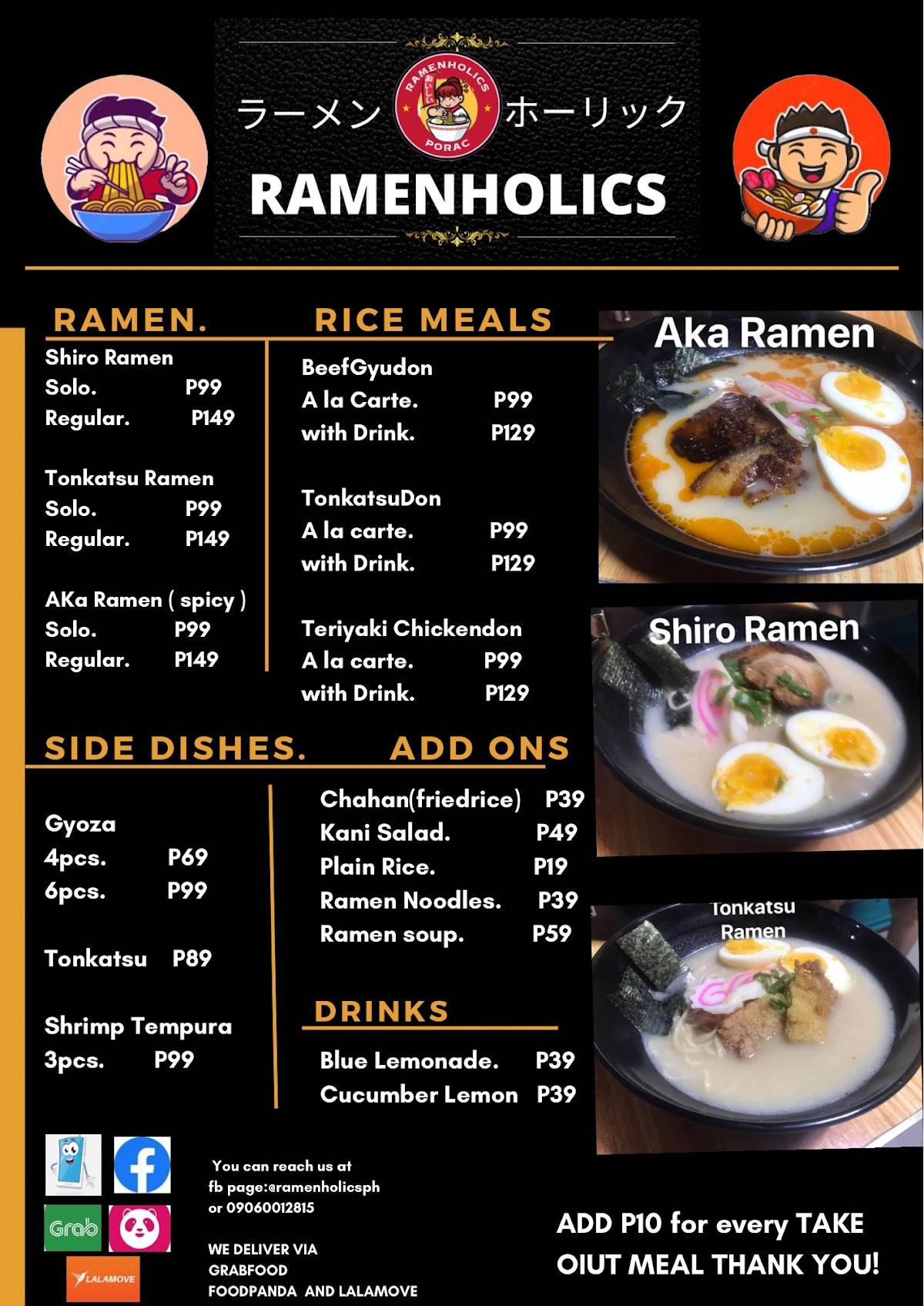 Menu at RamenHolics Porac Pampanga restaurant, Porac