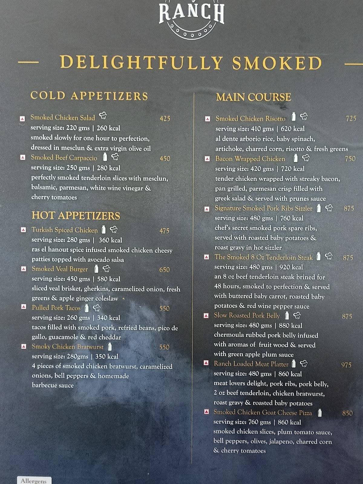 Ranch at Big Banyan Vineyard & Resort menu