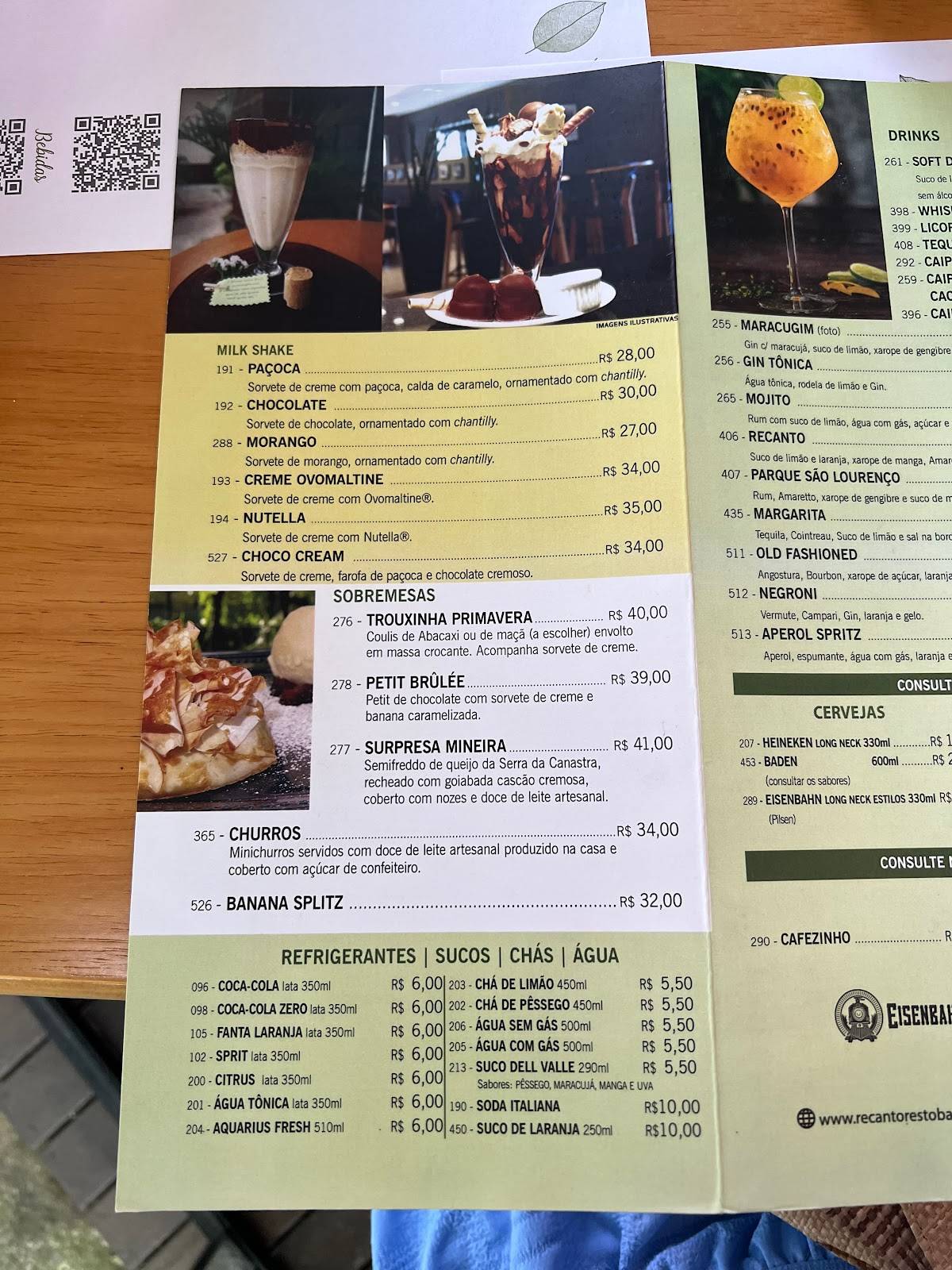 Recanto Restô Bar cardápio