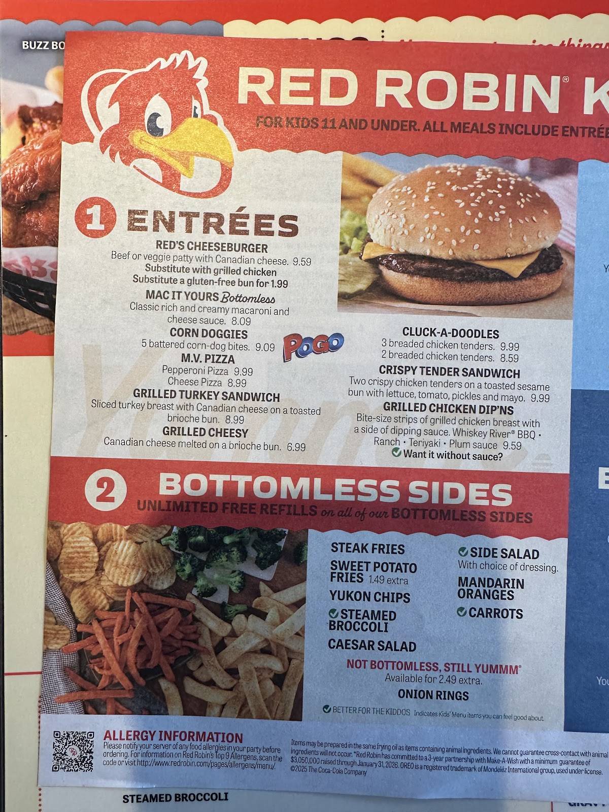 Menu de Red Robin Gourmet Burgers and Brews