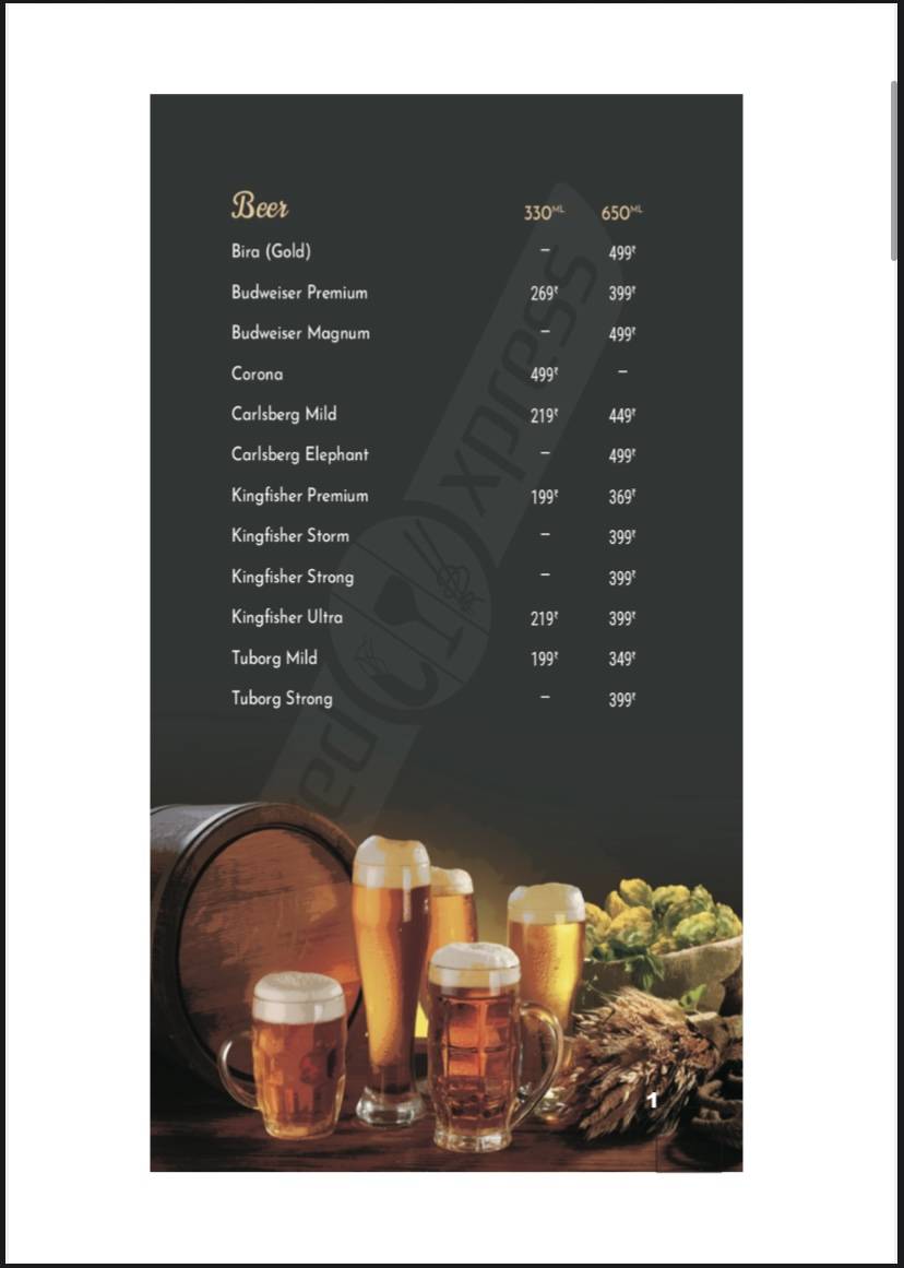 Red Xpress Restaurant & Bar menu