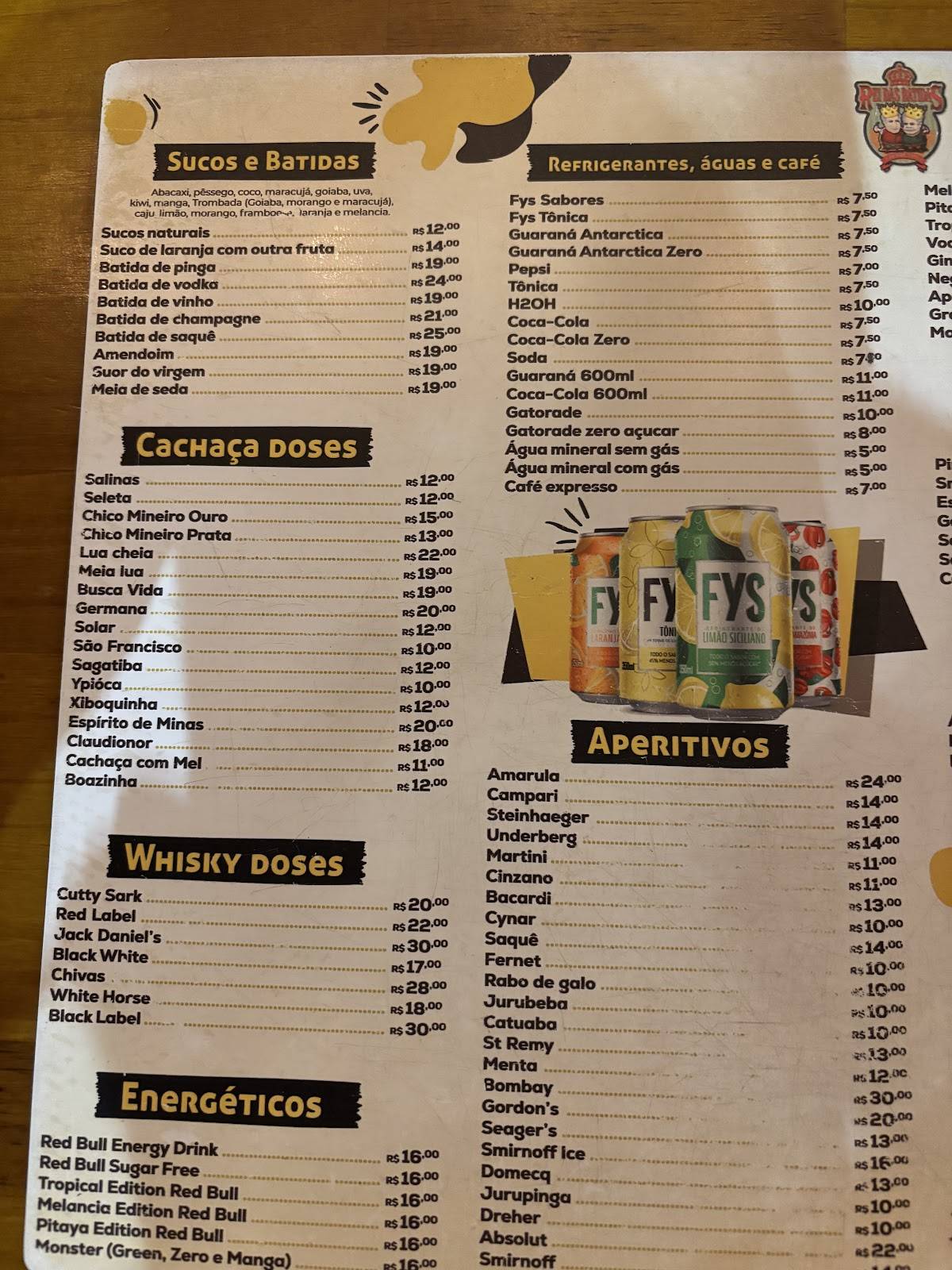 Rei das Batidas cardápio