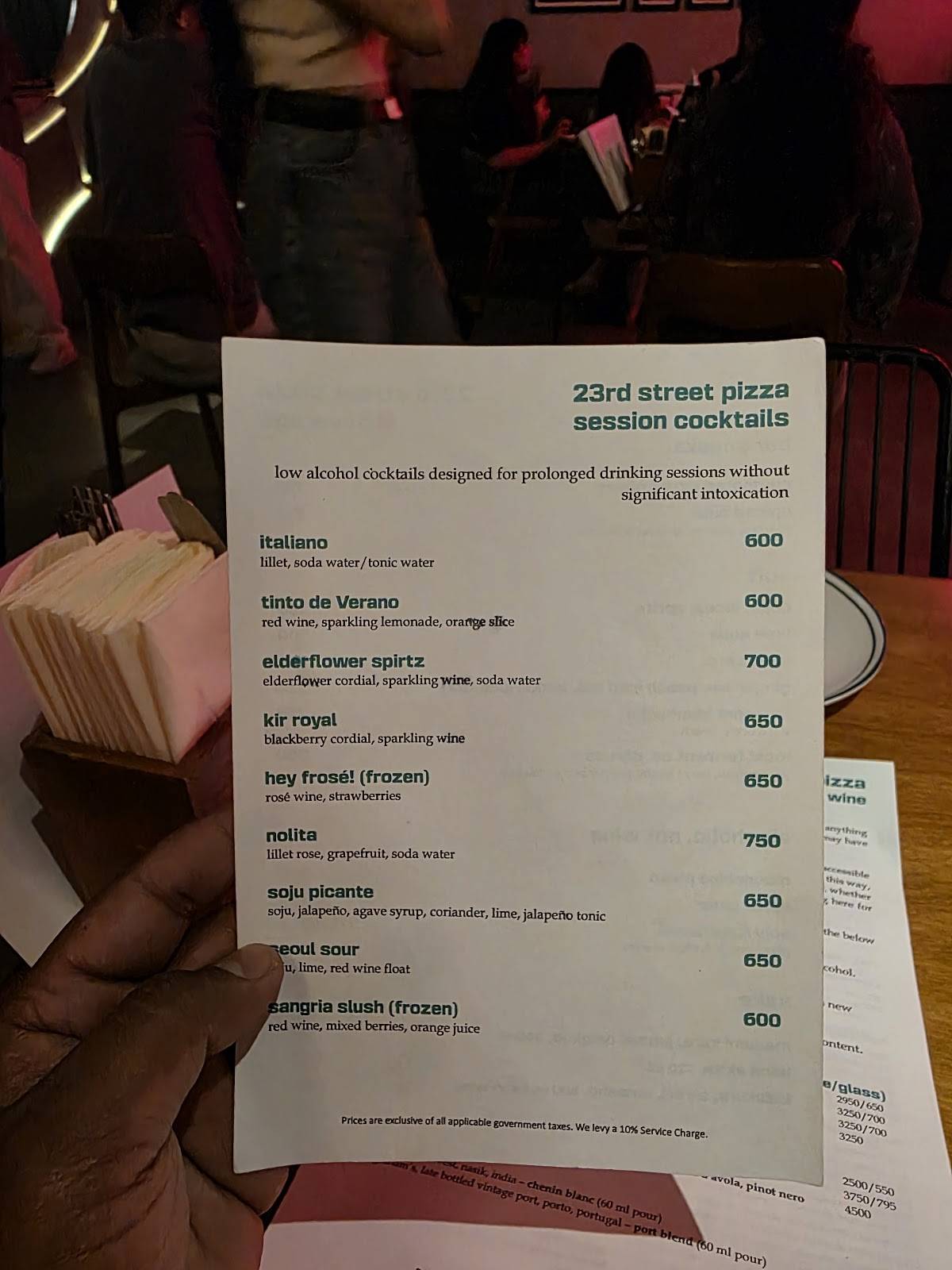 23rd Street Pizza menu