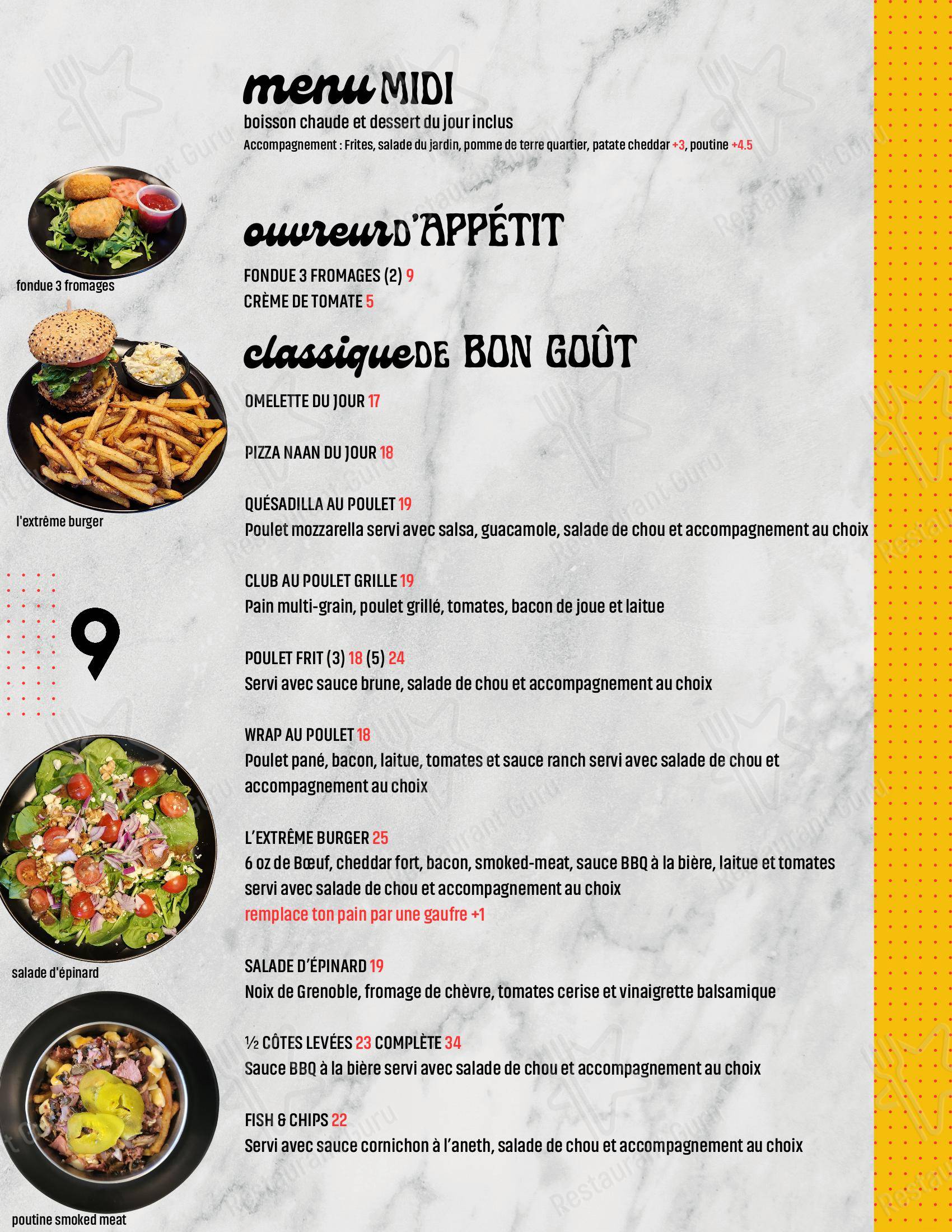 Menu pour 9 resto déjeuner - Основное меню