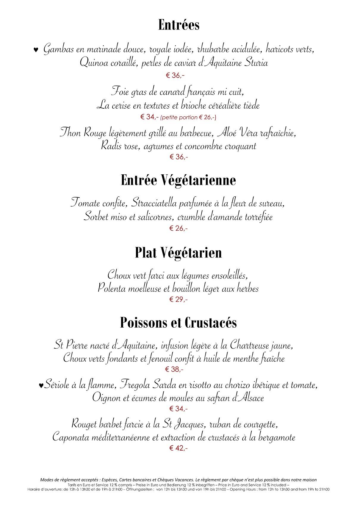 Menu de A l'Échevin