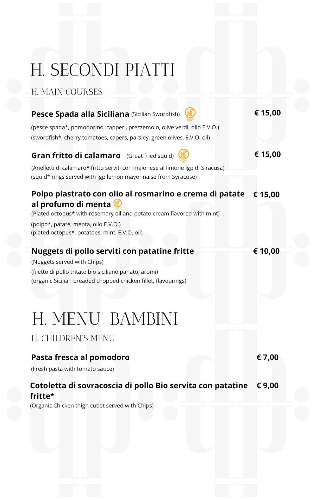 Menu di Acca Punto Bistrot 