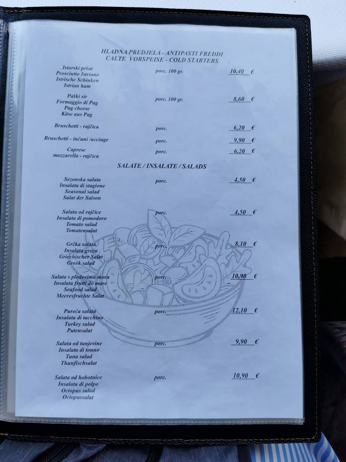 Menu di Restaurant Admiral 