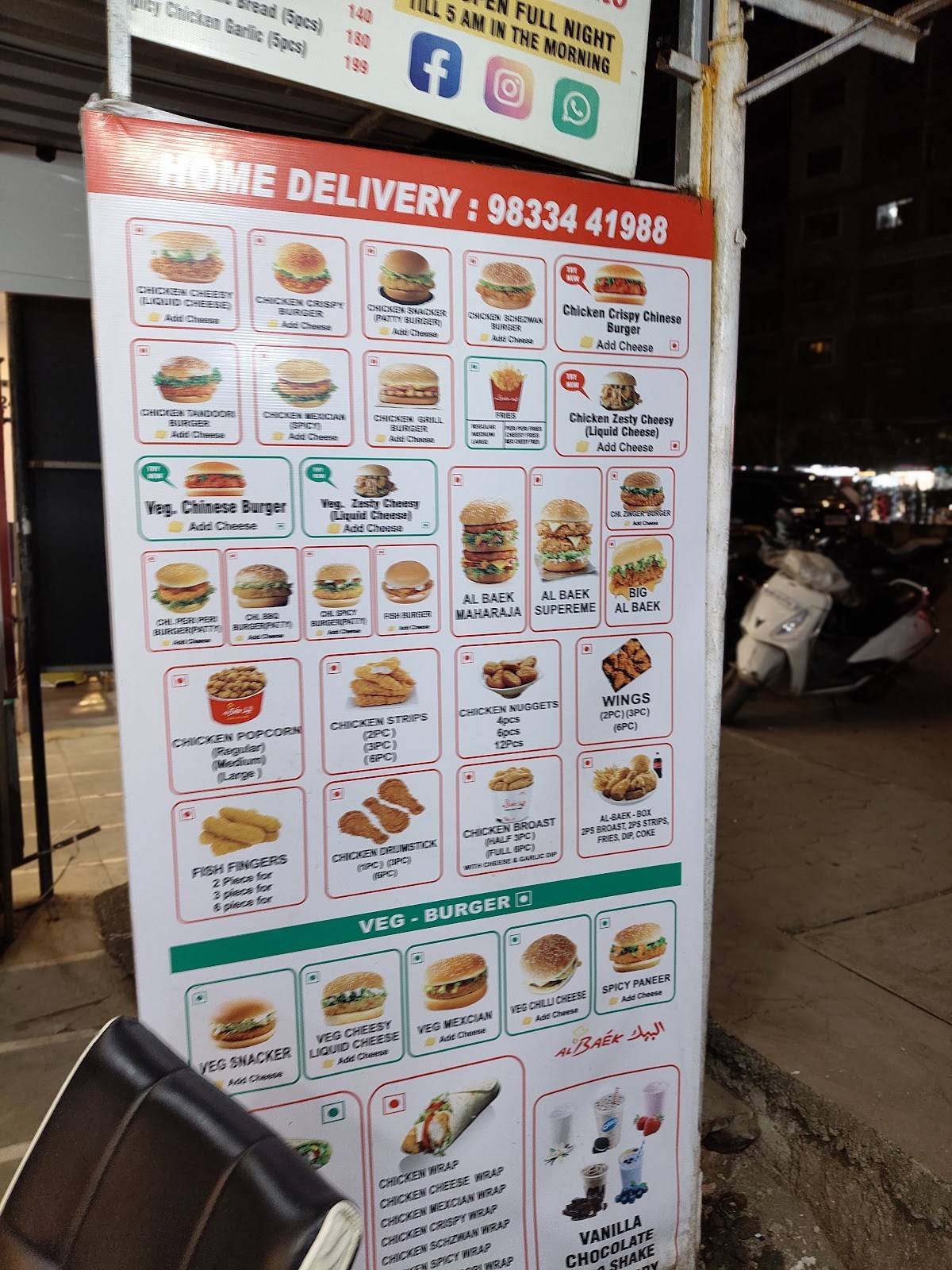 Al Baek Fast Food menu
