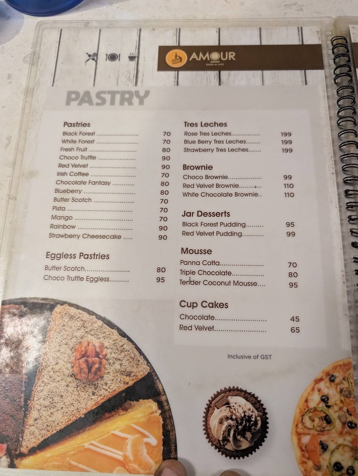 Amour Bakes & Cafe menu