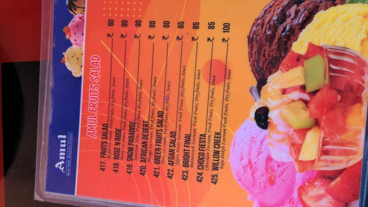 Menu At Amul Ice Cream Parlour Kottakkal, Changuvetty