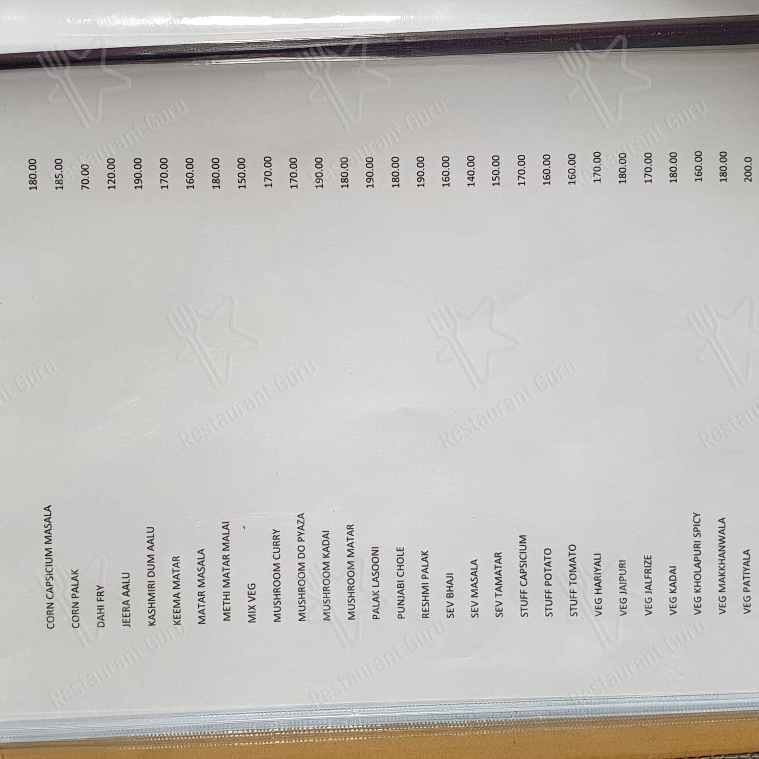 Apna Thikana hotel menu