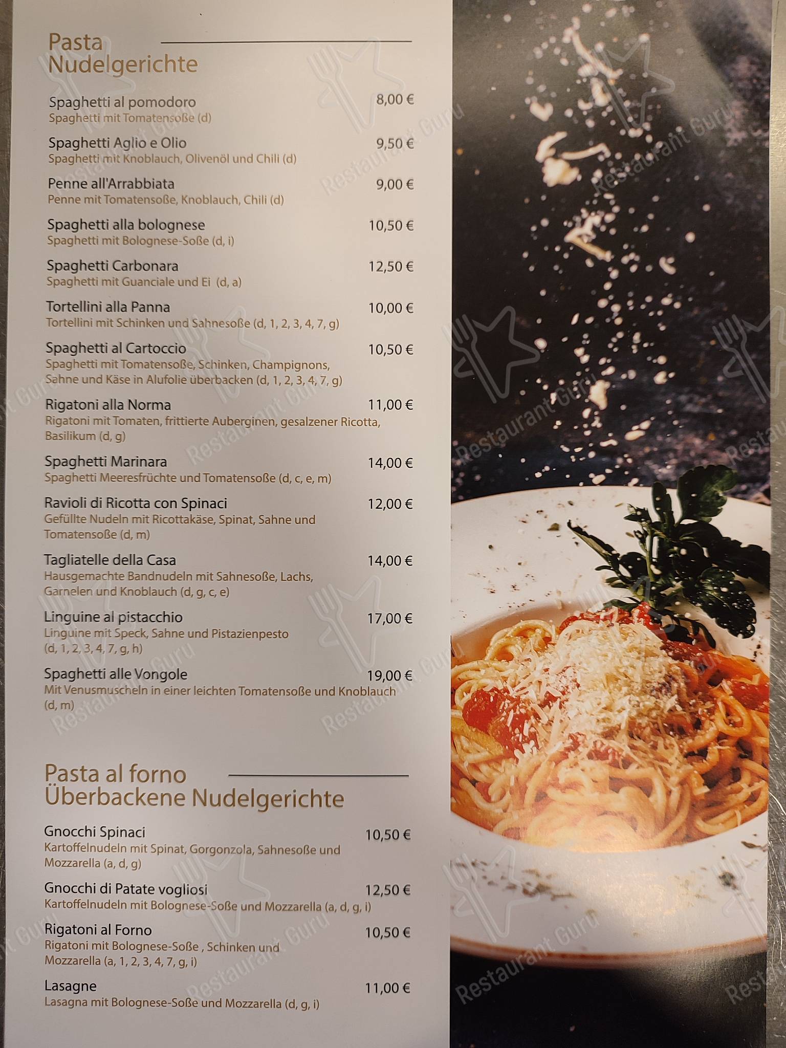 Speisekarte von Restaurant Arena, Bermatingen