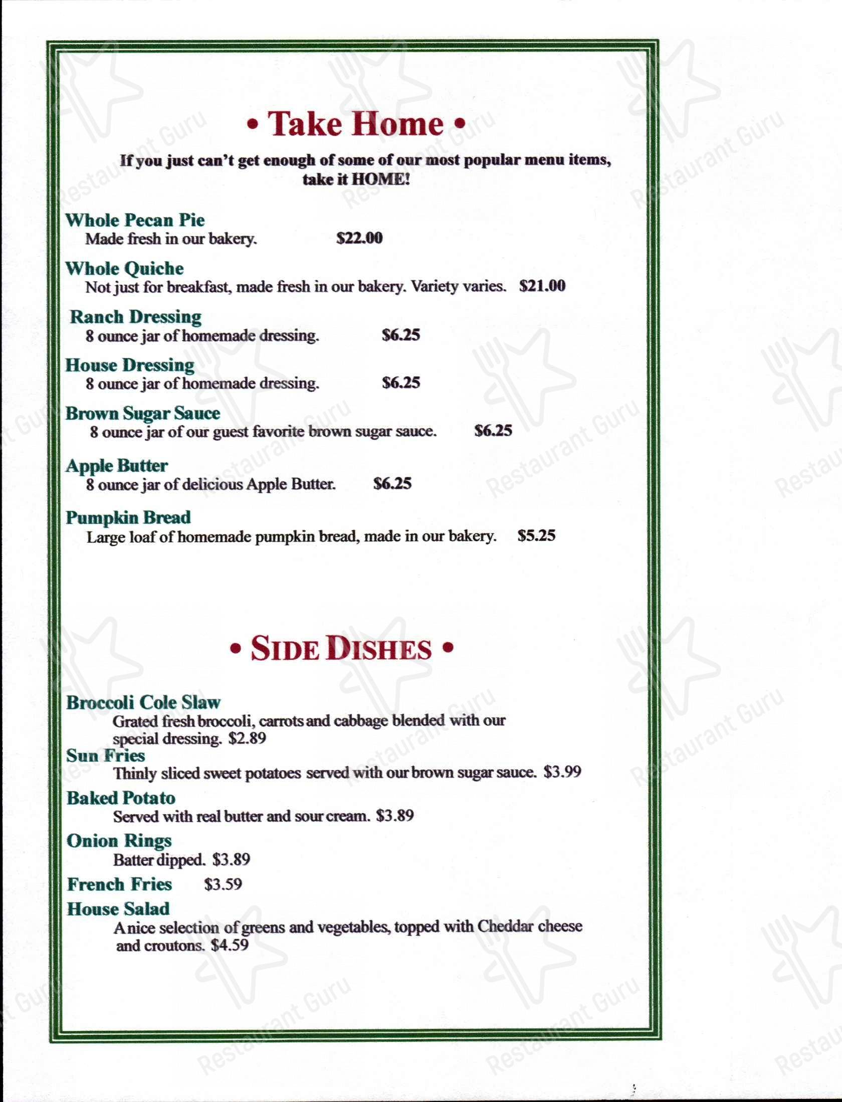 Menu At Artists Colony Inn & Restaurant, Nashville, 105 N Van Buren St