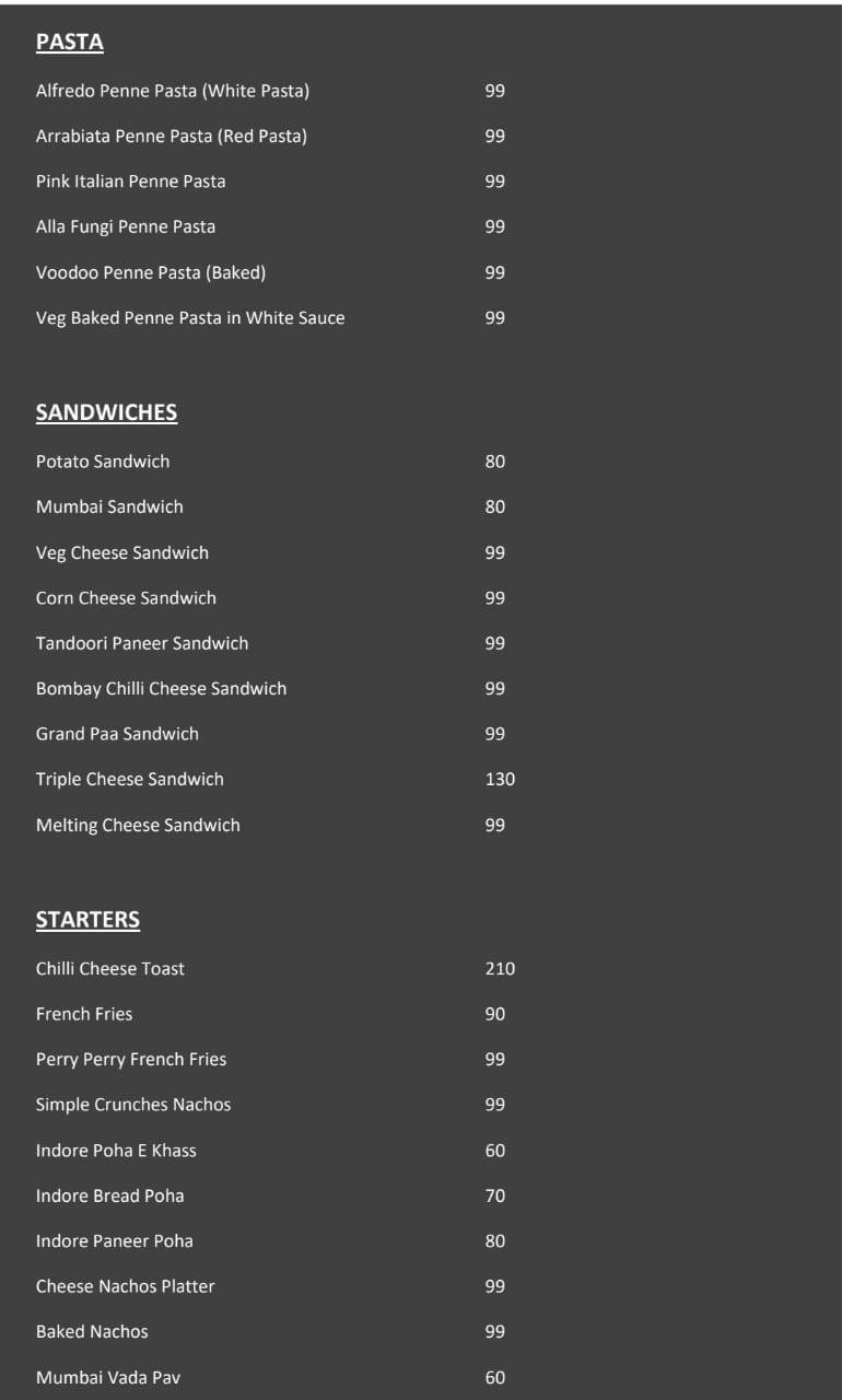 Burger Box menu