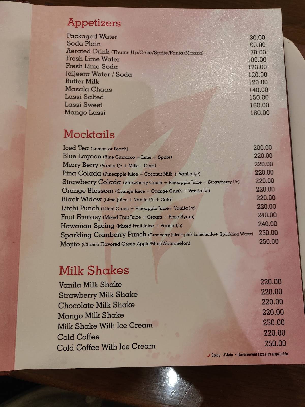 Bay Leaf menu